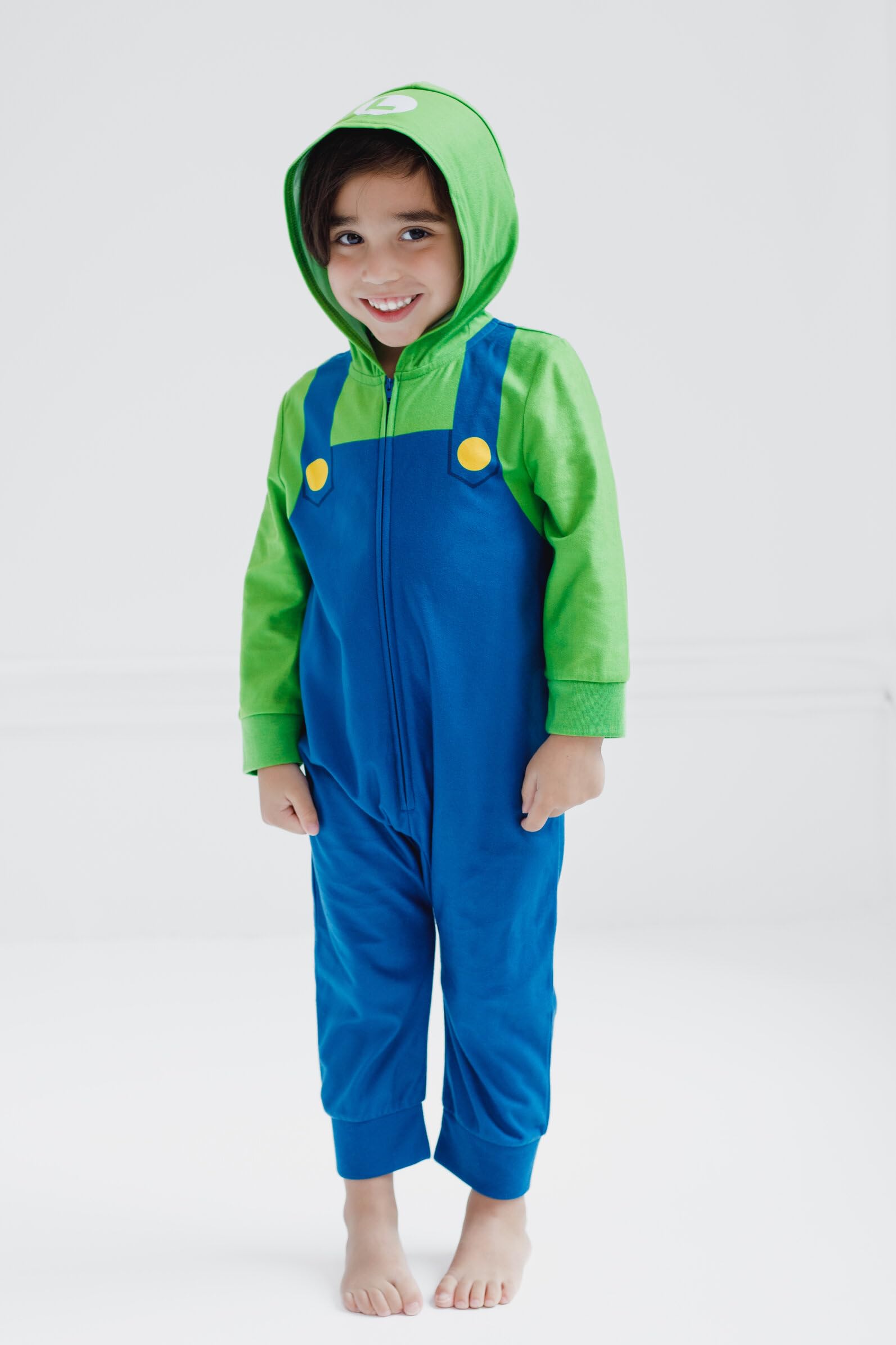Super Mario Nintendo Zip-Up Pajama Coverall for Toddlers (2T-5T) - Soft & Comfortable Sleepwear for Kids' Bedtime & Playtime