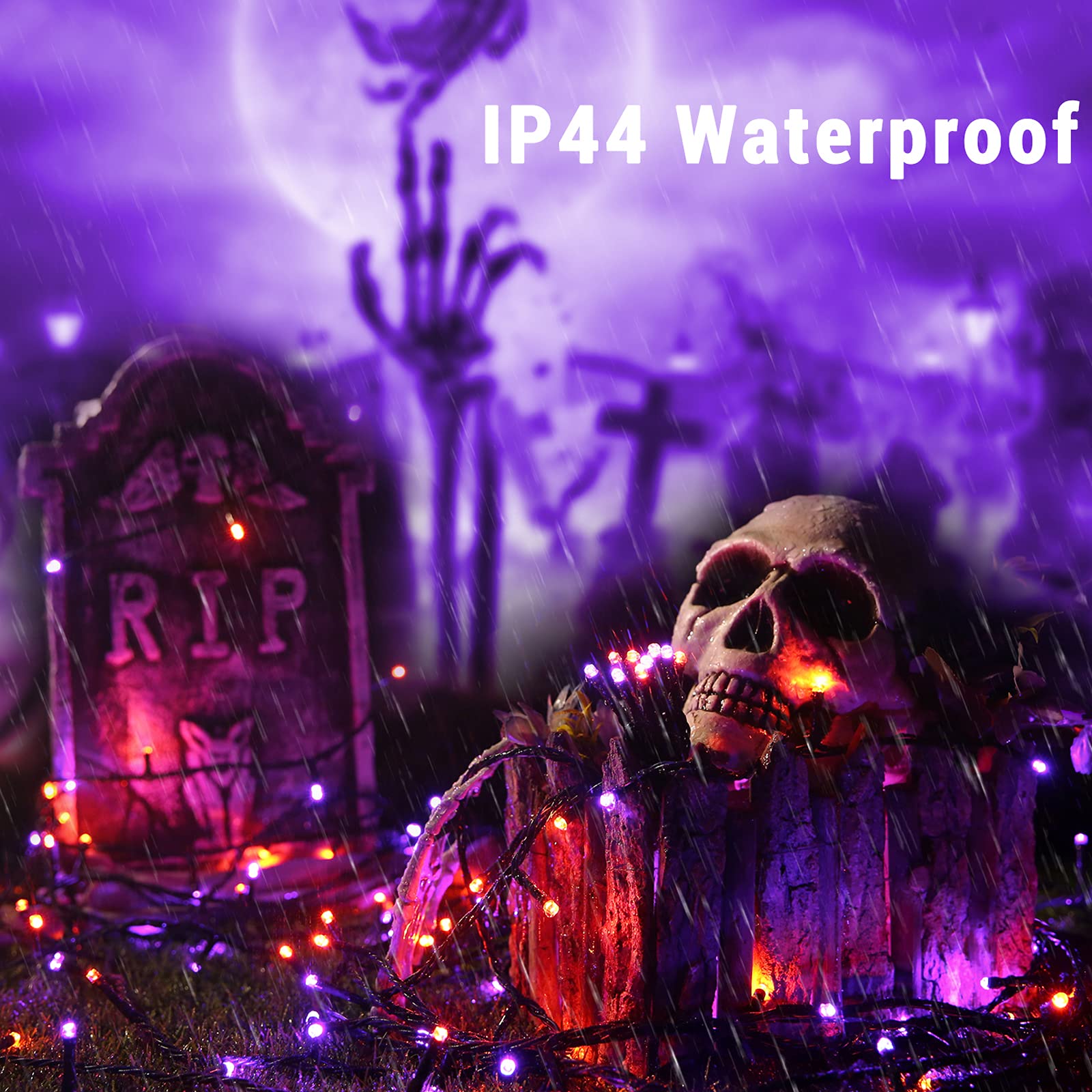 Brizled Purple & Orange Halloween String Lights - 95.14ft 240 LED Connectable Outdoor Lights with Timer & 8 Modes, Waterproof Plug-in Mini Lights for Spooky Halloween Decorations - Perfect for Porch, Yard, Party, and Haunted House Decor