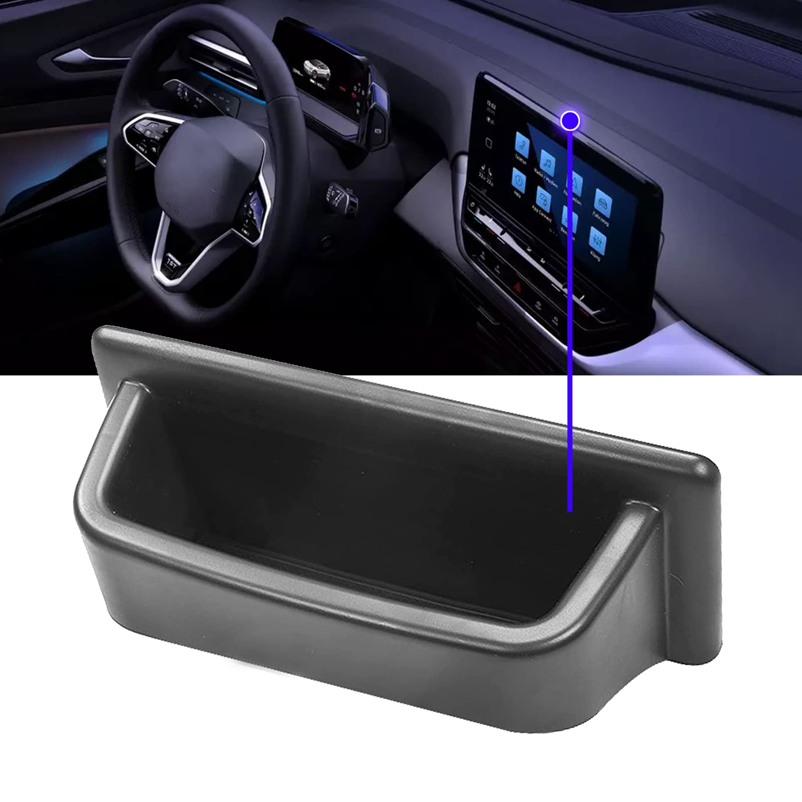 2023 VW ID.4 Dash Storage Tray Organizer - Perfect Fit for Volkswagen ID.4 ID4 2021 2022 2023 Models (12’’ Navigation Screen Only) | Center Console Accessory for Phone, Keys & Small Items | Ideal for Road Trips & Daily Commuting