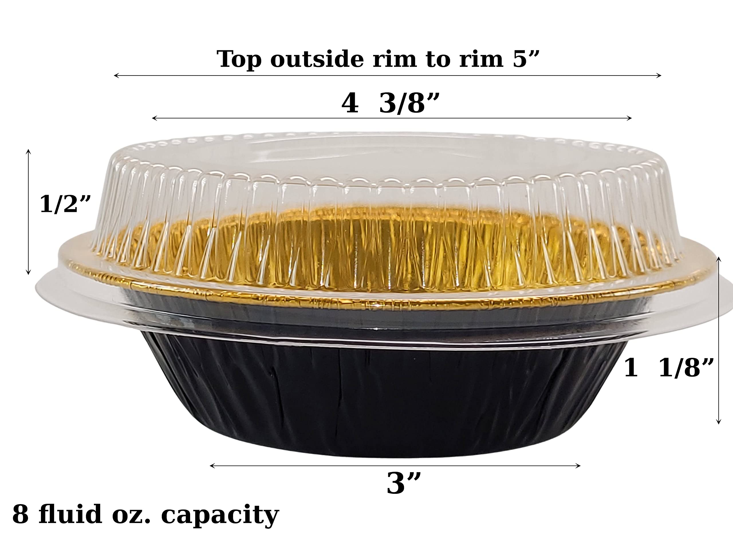 KitchenDance 5 Inch Mini Pie Tins with Lids - Premium Aluminum Baking Pans for Pies, Tarts, Cobblers & Cakes - Reusable & Dishwasher Safe - Perfect for Home Bakers, Holiday Desserts & Party Treats (500, B & G)