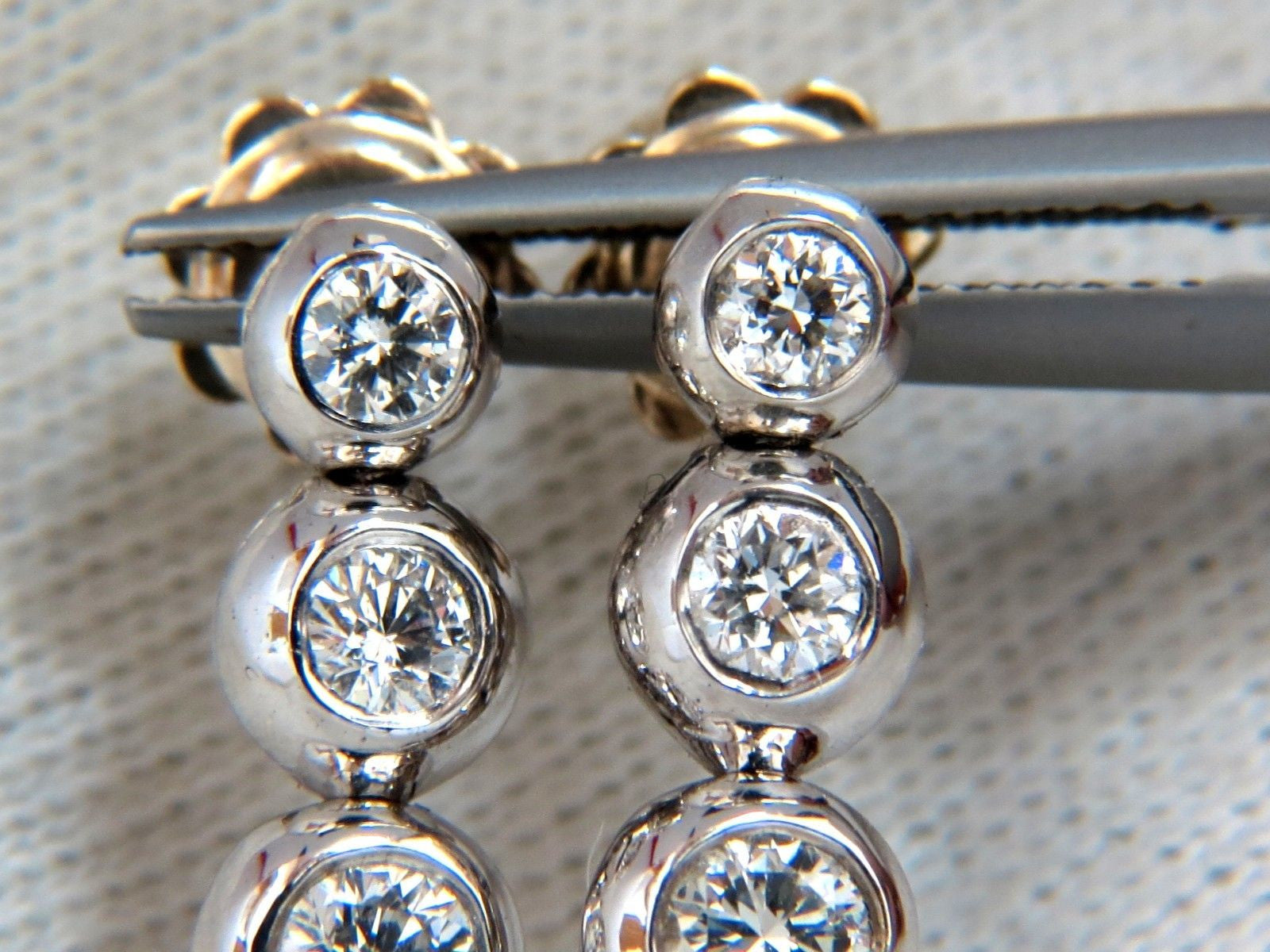 2.04ct Natural Round Diamond Bezel Flush 5-Tier Dangle Earrings – Elegant Jazz Style for Women | Perfect for Weddings, Parties & Special Occasions