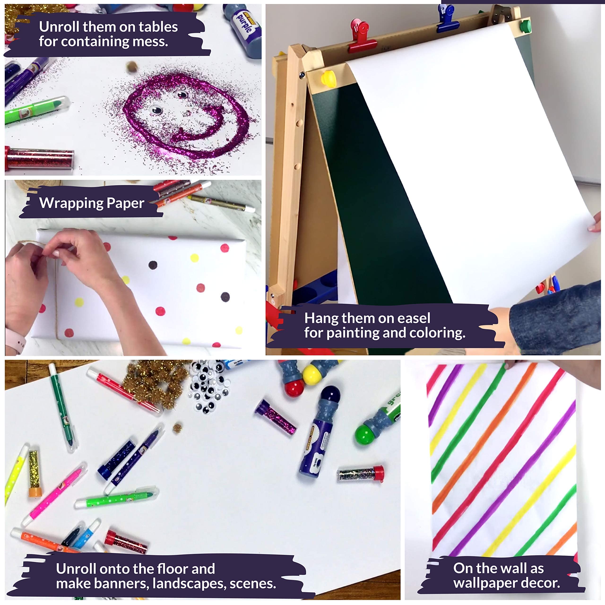DOODLE HOG Easel Paper Roll 17” x 75’ (900”) 3 Pack - White Art Drawing Paper for Kids & Toddlers - Perfect for Classroom, Homeschool, Daycare Art Projects & Creative Crafting Activities