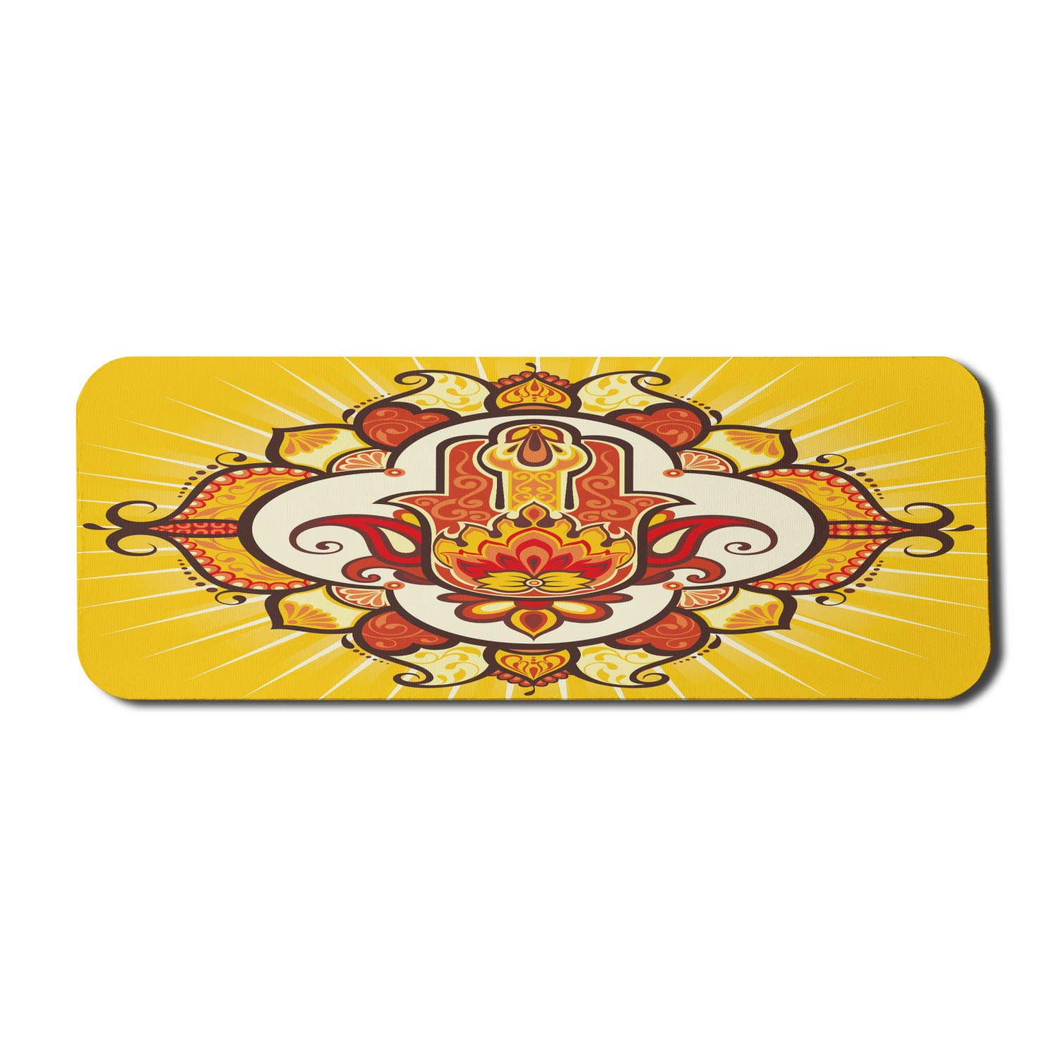 Ambesonne Hamsa Computer Mouse Pad - Sun Inspired Design with Aura Energy Yoga Mantra Theme, Non-Slip Rubber Base, Large Gaming Size (31