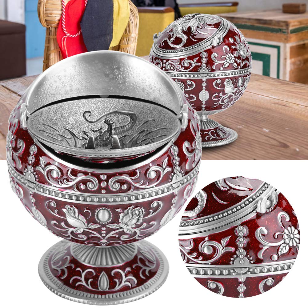 Vintage Windproof Ashtray - Beautiful & Practical Durable Small Trash Can for Office, Home, Outdoor Use - Perfect for Smoking Areas, Patio, Desk Organization & Storage Solutions