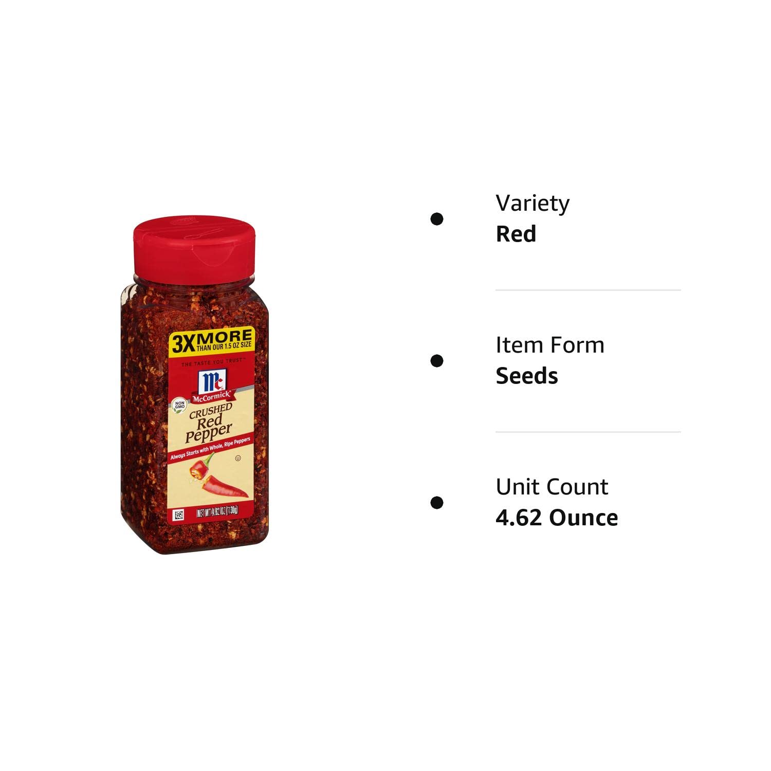 McCormick Crushed Red Pepper 4.62 oz (131g) - Premium Spice for Pizza, Pasta & Cooking - Hot & Flavorful Seasoning for Home Chefs & Restaurants