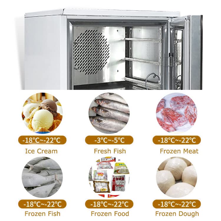 Kolice Commercial 110V 60Hz US 3-Tray Blast Chiller & Freezer for Ice Cream, Chicken, Fish, Desserts - Fast Cooling Chest Freezer for Restaurants, Bakeries & Food Businesses