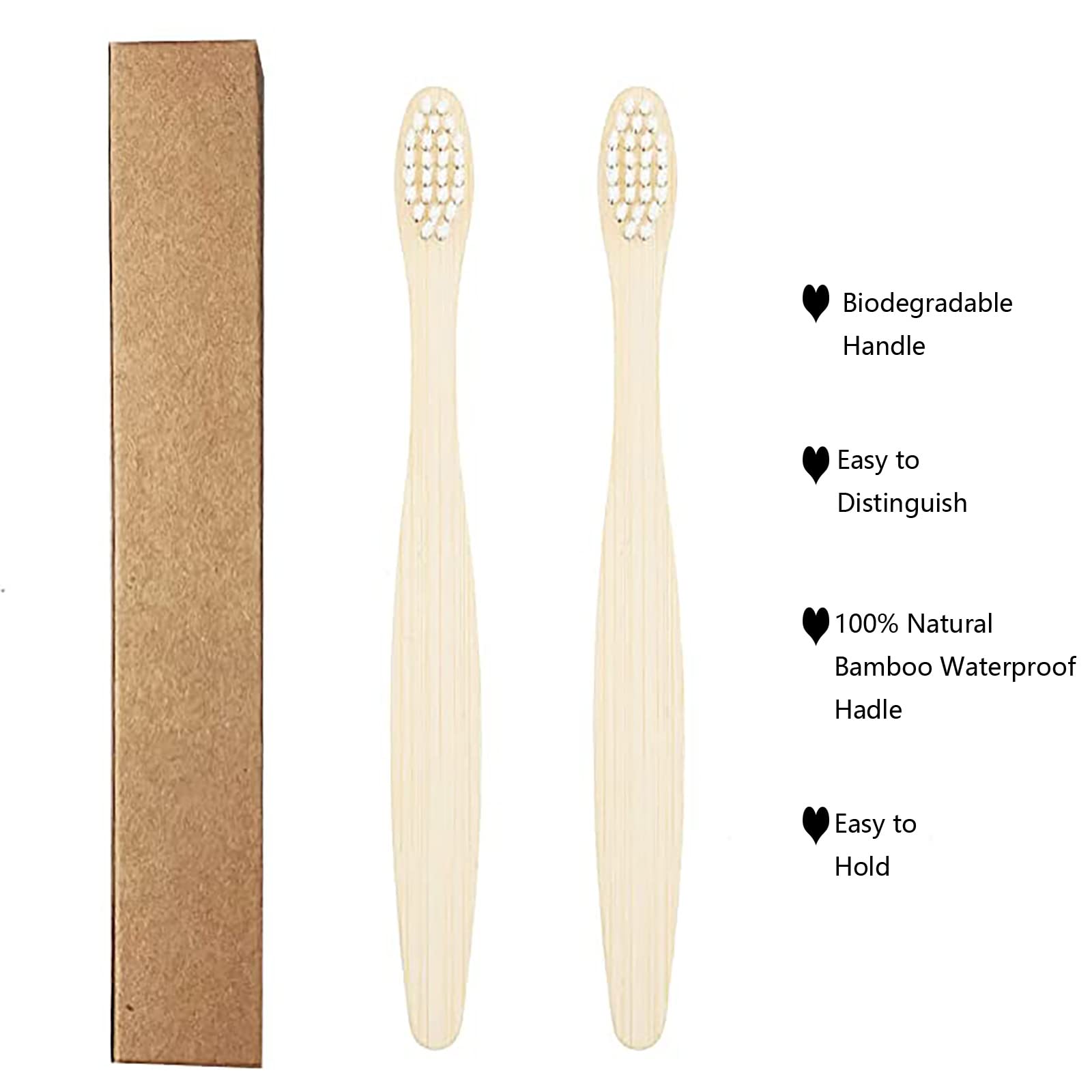 SEVENHEAD 10 Pack Bamboo Toothbrushes for Adults - Soft Bristles, Natural Biodegradable, BPA Free, Eco Friendly Wooden Toothbrushes (White) - Perfect for Travel, Camping & Sustainable Oral Care