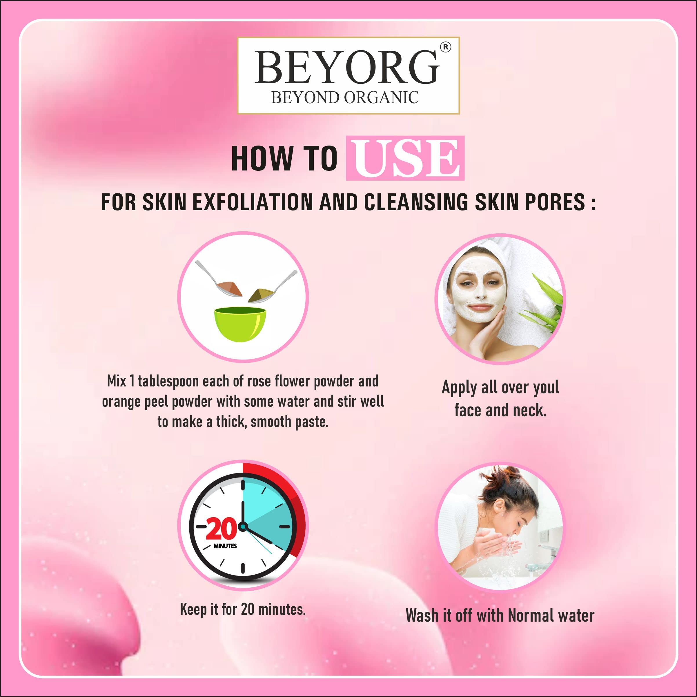 Organic Rose Petal Powder & Moroccan Rhassoul Clay - Natural Face Mask for Acne, Blemishes & Glowing Skin | DIY Skincare Treatment for Clear Complexion | Perfect for Spa Days & Sensitive Skin Care Routine