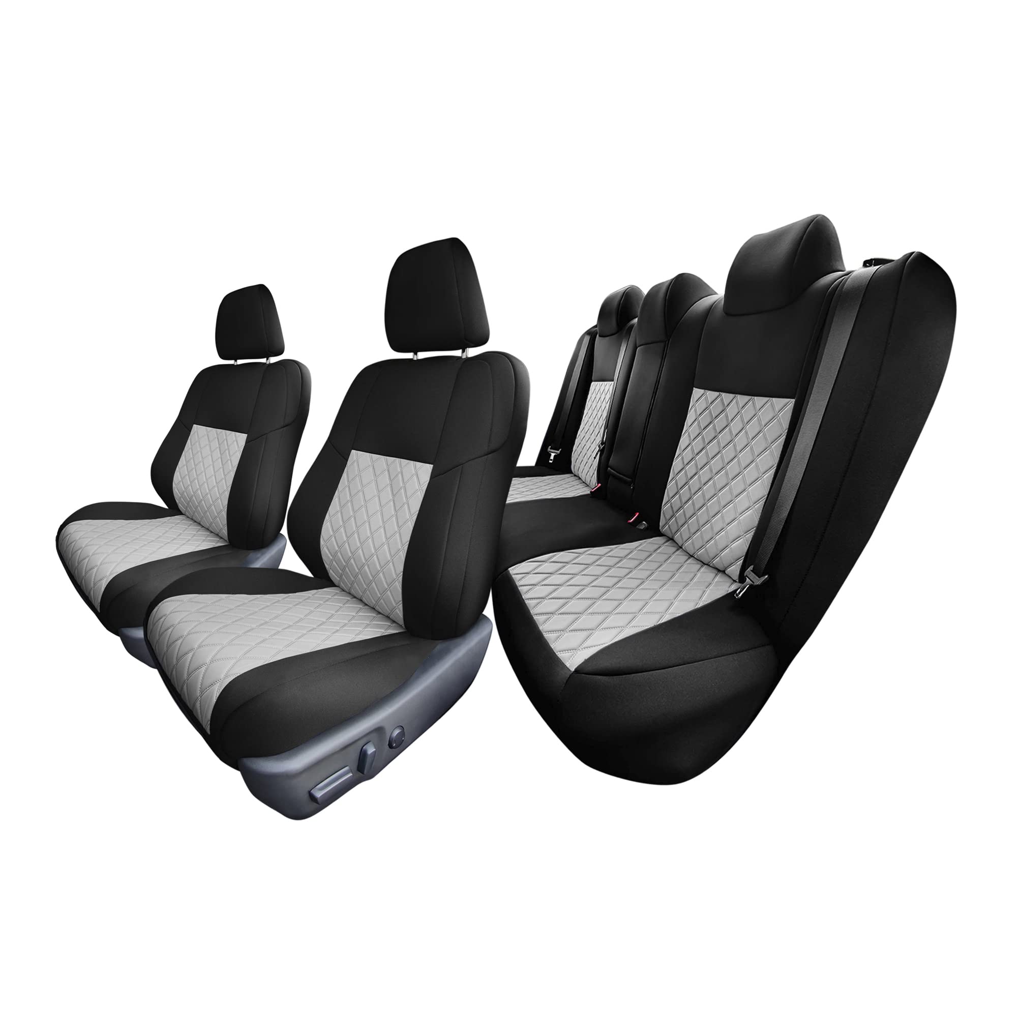 Premium Neoprene Water-Resistant Seat Covers for 2012-2017 Toyota Camry LE/SE/XSE/XLE - Full Set Gray Custom Fit Car Seat Protectors - Perfect for Daily Commuting, Road Trips & Spill Protection