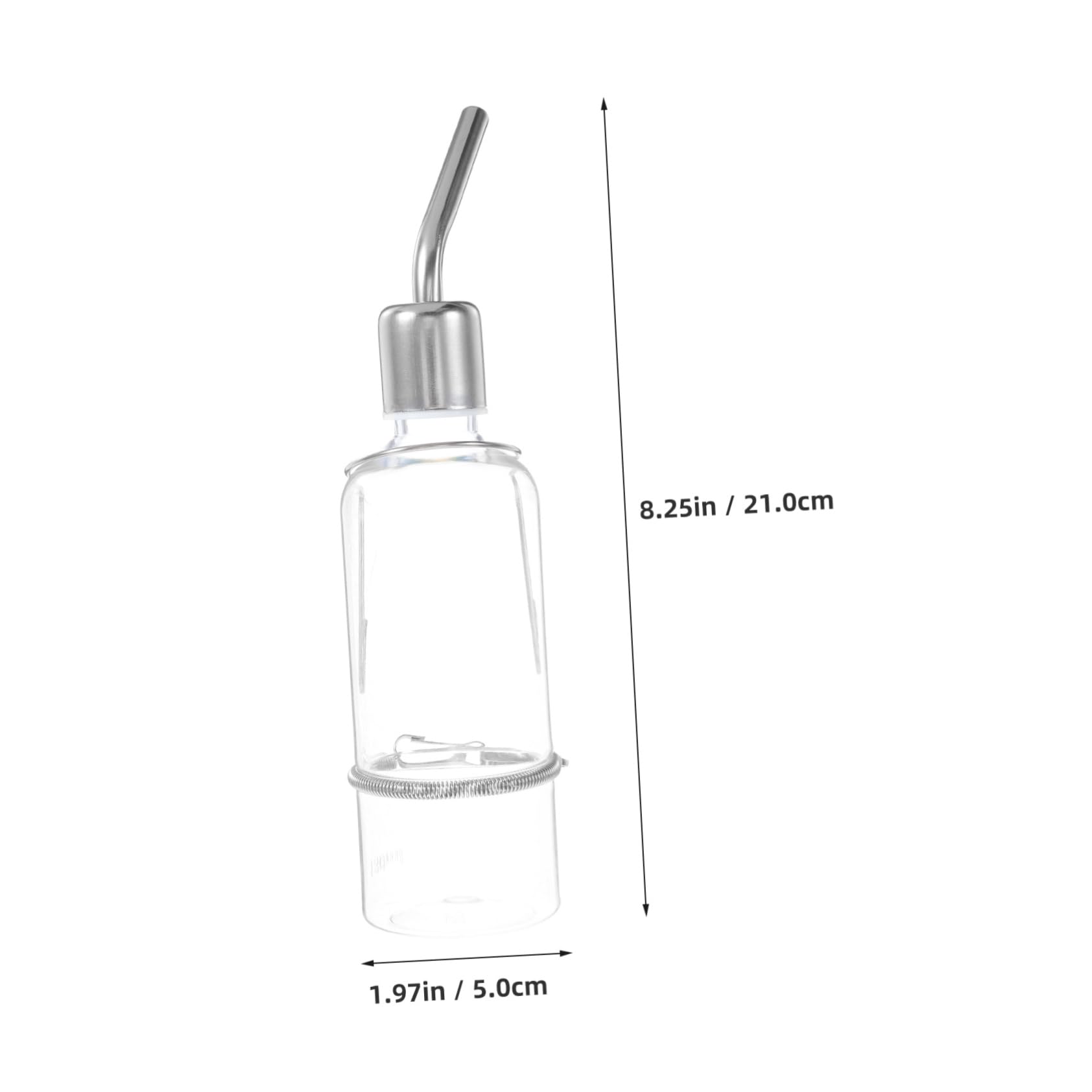 POPETPOP Stainless Steel Small Animal Water Bottle - 180ml Squirrel Rabbit Hamster Chinchilla Guinea Pig Drinking Feeder | Durable Pet Supplies for Cage, Hutch & Travel Use