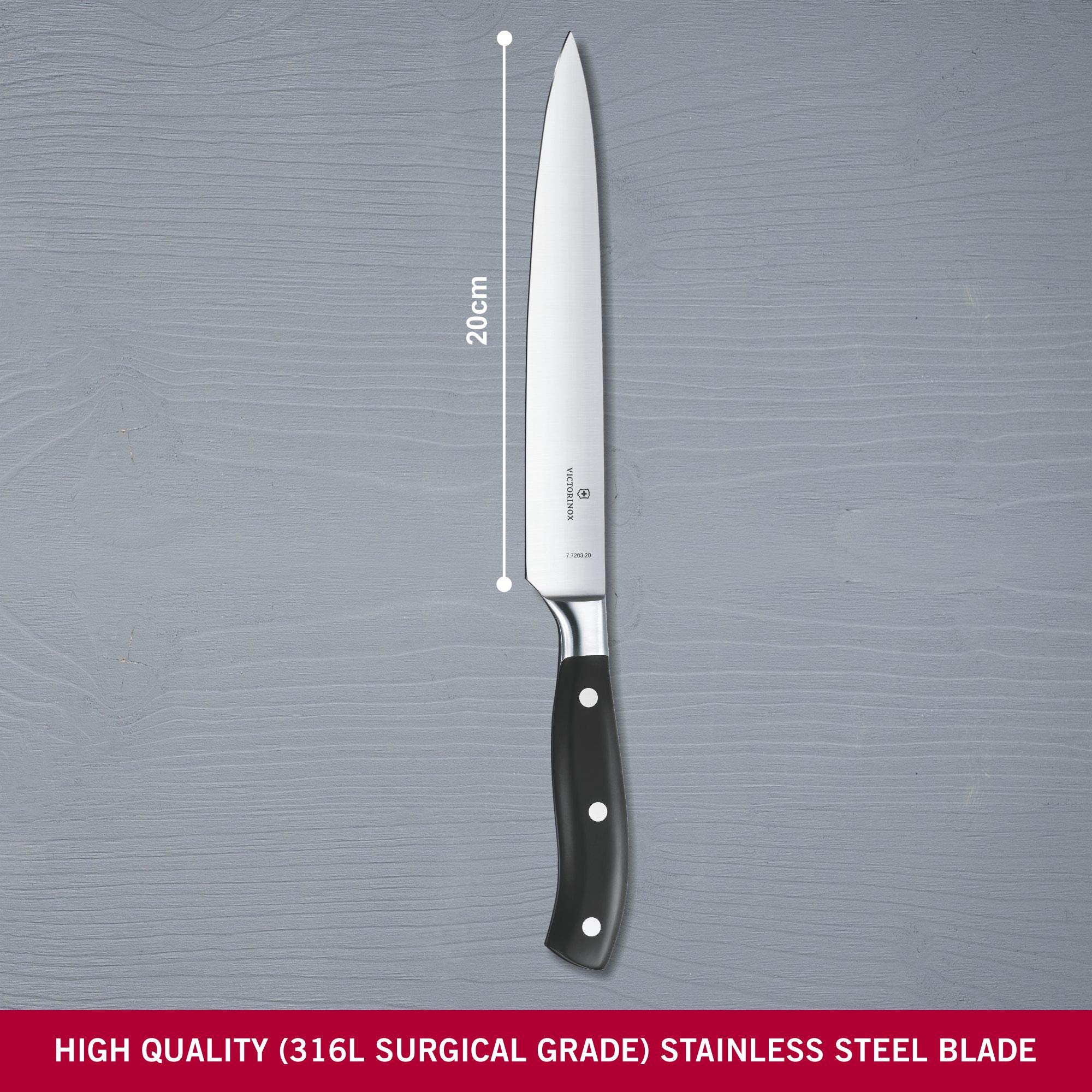 Victorinox 8 Inch Forged Stainless Steel Slicing Knife - Professional Chef's Knife for Meat, Roasts, and Deli Slicing - Perfect for Home Kitchens and Commercial Use