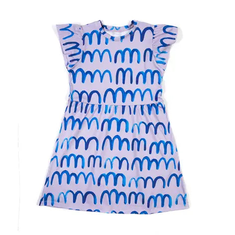 Elegant Purple Ruched Sleeve Dress with Wave Design - Perfect for Weddings, Parties & Special Occasions