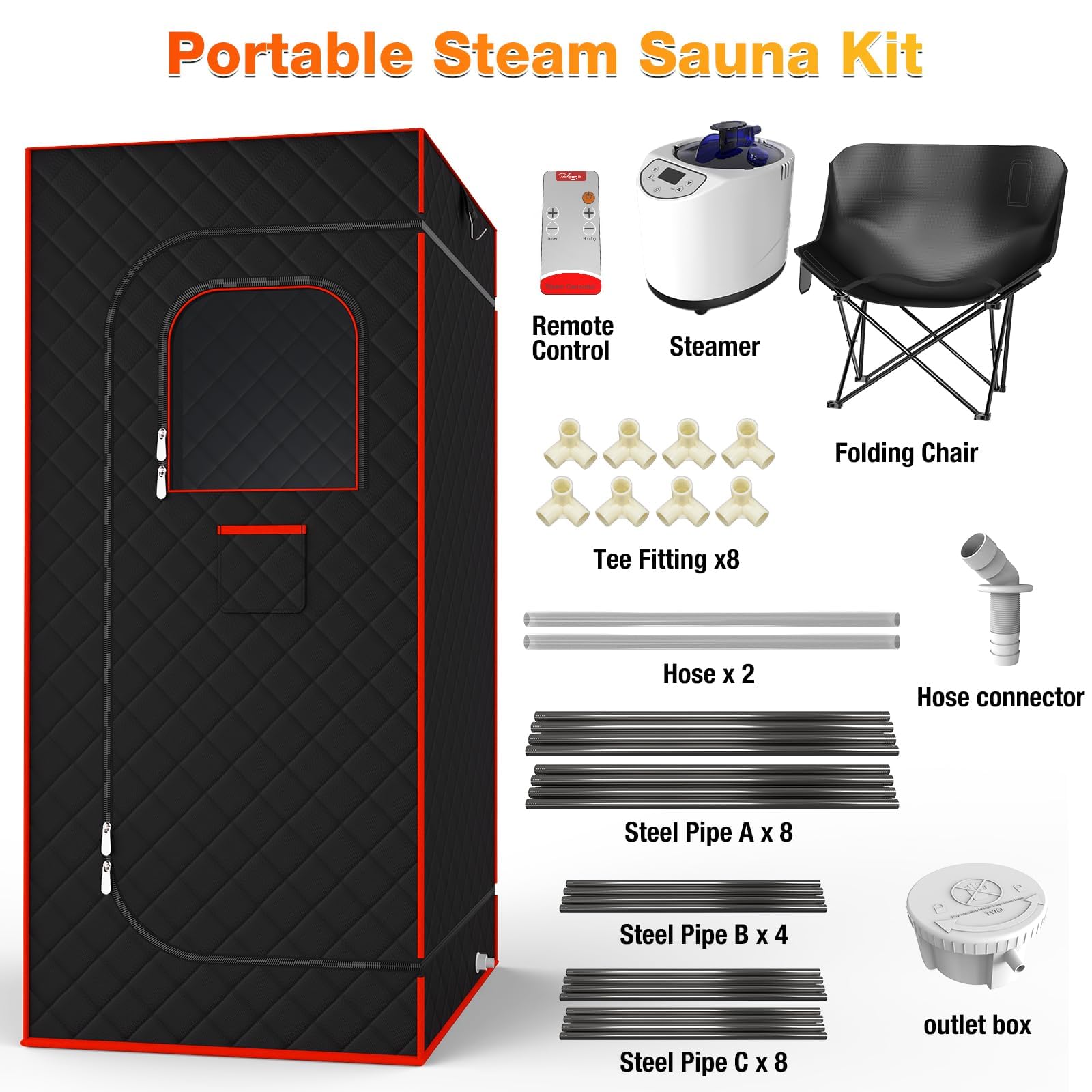 Portable Home Sauna with 3L 1200W Steam Generator - 15 Adjustment Modes, Remote Control & 99-Minute Timer - Includes Chair for Relaxation & Detox - Perfect for Home Spa, Stress Relief & Muscle Recovery