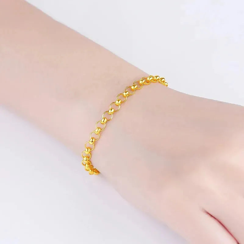 24K Pure Gold Bracelet - 999 Solid Real Gold Bangle for Women, Elegant & Romantic Jewelry Gift for Anniversary, Valentine's Day, Birthday | Trendy & Classic Design | 2023 New Collection