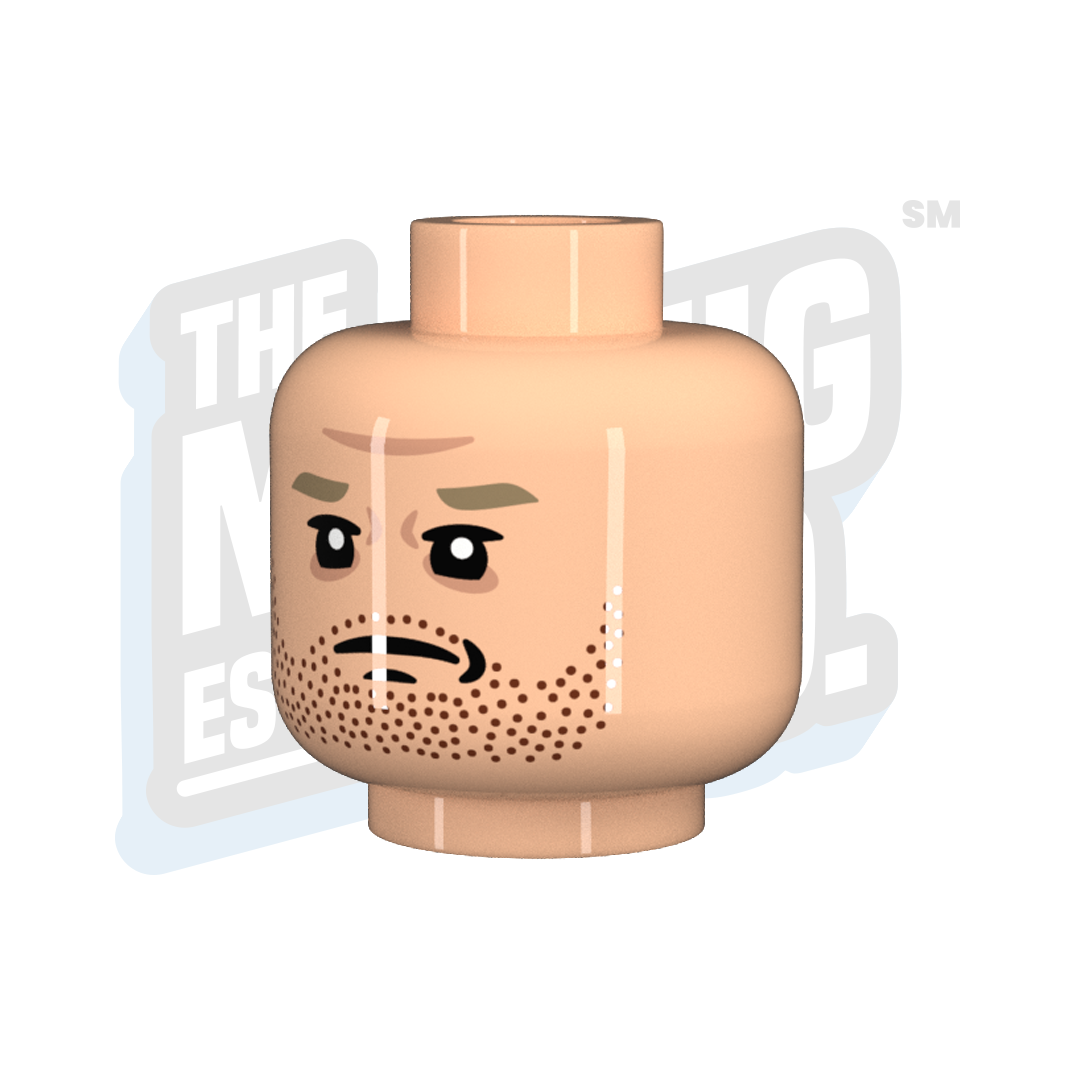 Stubble Head Lt. Flesh Bald Cap for Halloween Costume & Cosplay - Realistic Bald Head Prosthetic for Theater, Film, and Party Makeup