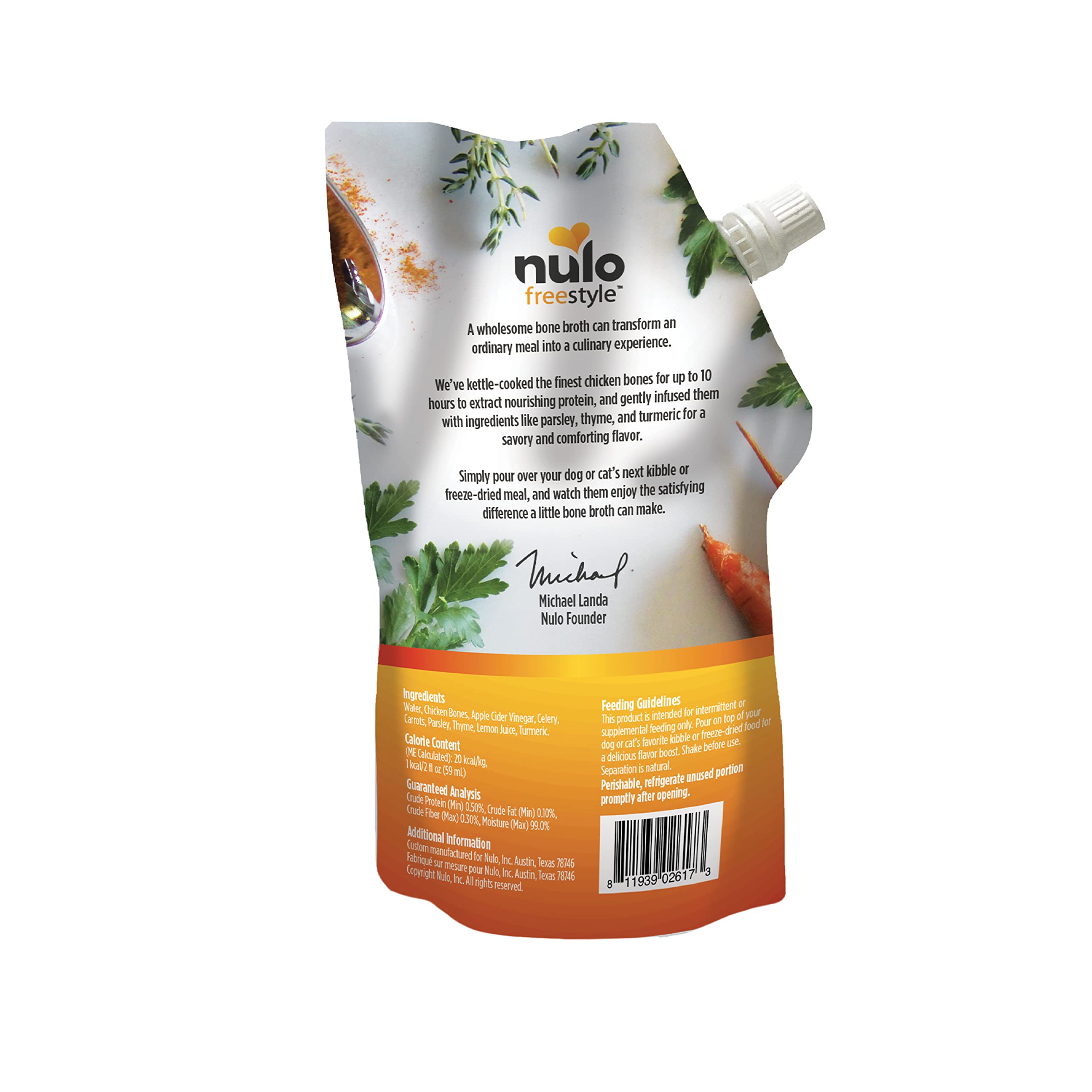 Nulo Freestyle Bone Broth for Dogs & Cats - Premium Liquid Food Topper with Collagen & Chondroitin Sulfate - Supports Healthy Skin & Shiny Coat - 20oz Pouch - Perfect for Picky Eaters & Senior Pets
