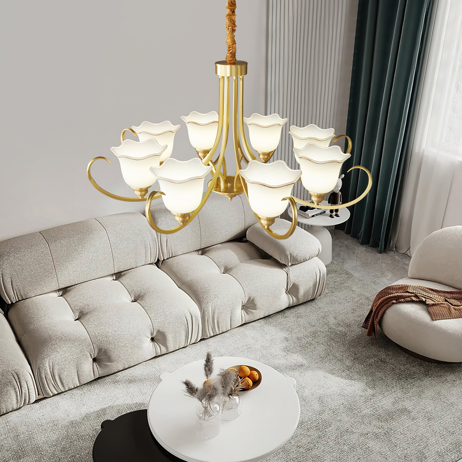 Elegant Blooming Flower Glass Chandelier - Modern Crystal Ceiling Light Fixture for Dining Room, Bedroom & Living Room Decor