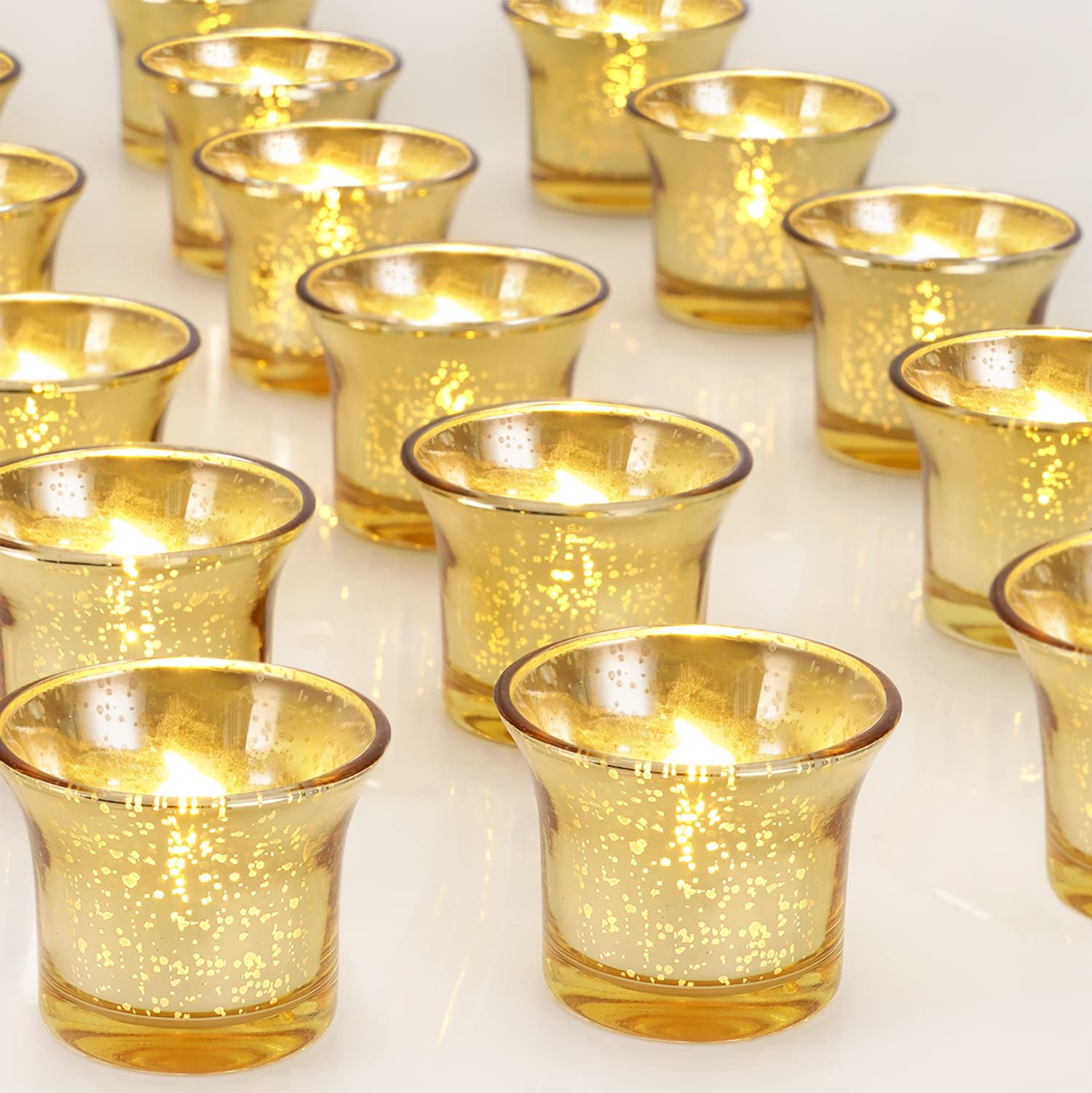 Homemory 2'' Glass Votive Candle Holders - 24-Pack Tealight Holders for Wedding, Engagement, Anniversary Decor | Perfect for Table Centerpieces, Bridal Showers, Holiday & Reception Decorations