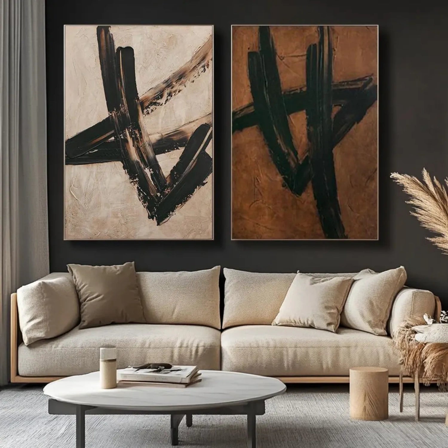 Abstract Tranquility Set of 2 Wall Art Paintings - Modern Canvas Prints for Living Room, Bedroom & Office Decor #WS302
