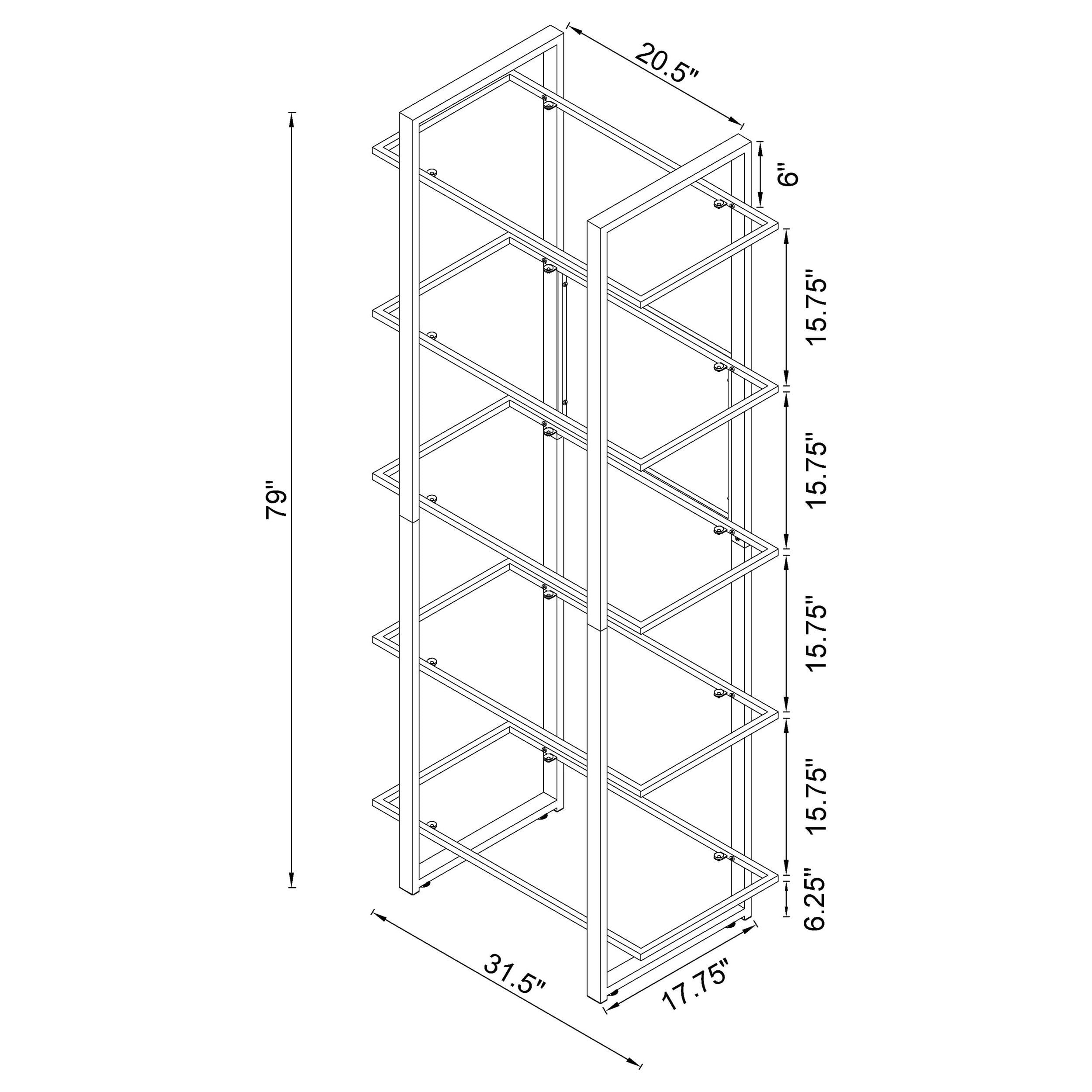 Coaster Home Furnishings Hartford Glass Shelf Bookcase with Chrome Frame - Modern Display Shelf for Living Room, Bedroom or Office Storage