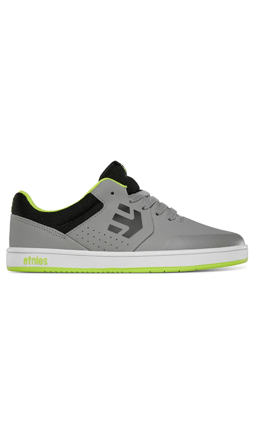 Etnies Marana Youth Skate Shoes - Grey, Lime & White - Durable & Comfortable for Kids Skateboarding & Casual Wear