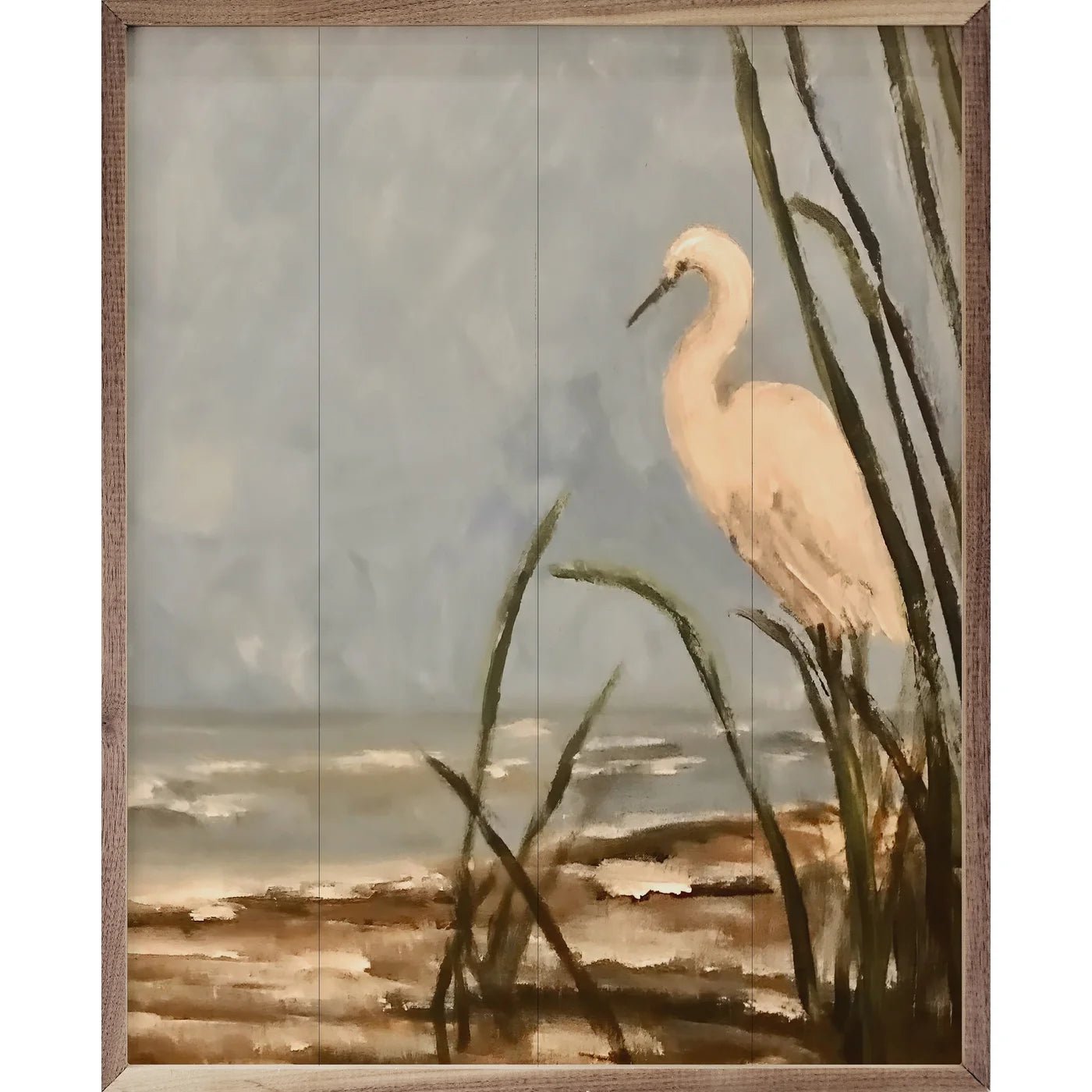Beach Grass By Annette Beraud Battaglia - Wood Framed Wall Art Print - Coastal Home Decor for Living Room, Bedroom & Beach House