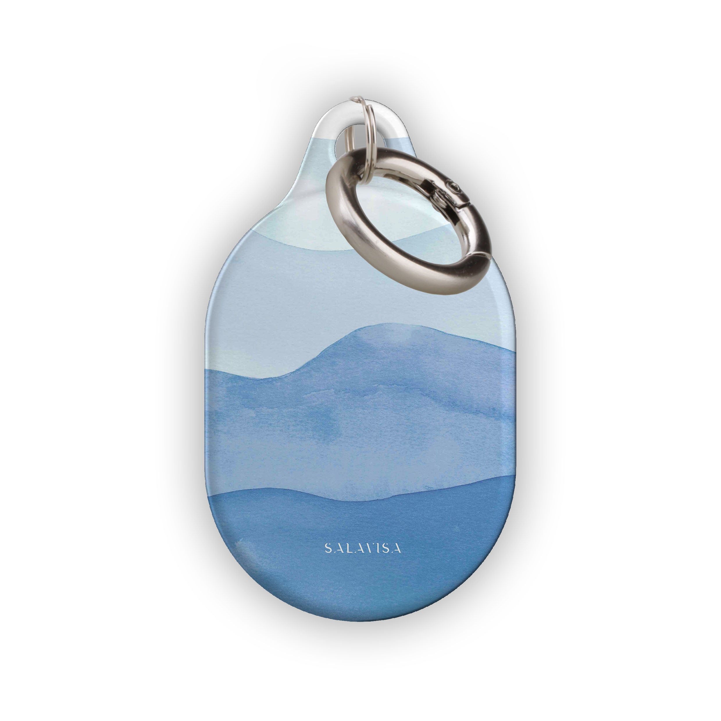Ocean Blue Watercolor AirTag Holder - Waterproof & Durable Airtag Case for iPhone - Perfect for Travel, Luggage, Keys & Pet Tracking