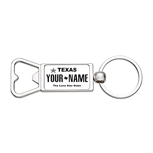 Custom Personalized Bottle Opener Keychains - American License Plate Design, Unique Travel Souvenirs, Customized Name Keychains for Gifts, Parties, and Outdoor Adventures