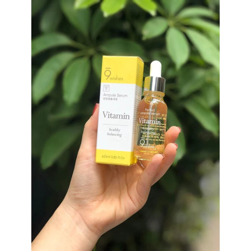 9wishes Mega Vitamin Ampoule Serum 25ml - Hydrating & Brightening Facial Treatment for Glowing Skin | Perfect for Daily Skincare Routine & Anti-Aging Care
