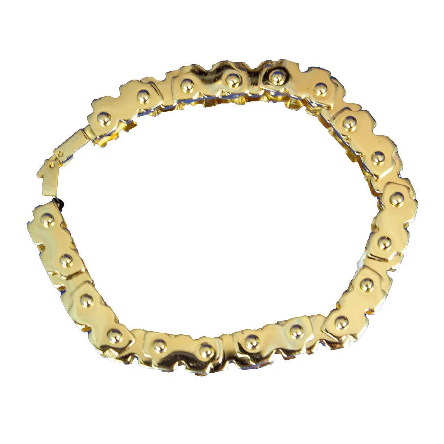 Open Road Men's Stainless Steel Gold Bike Chain Bracelet - Fashionable Unisex Jewelry for Bikers & Urban Style - Perfect for Gifts, Parties and Everyday Wear