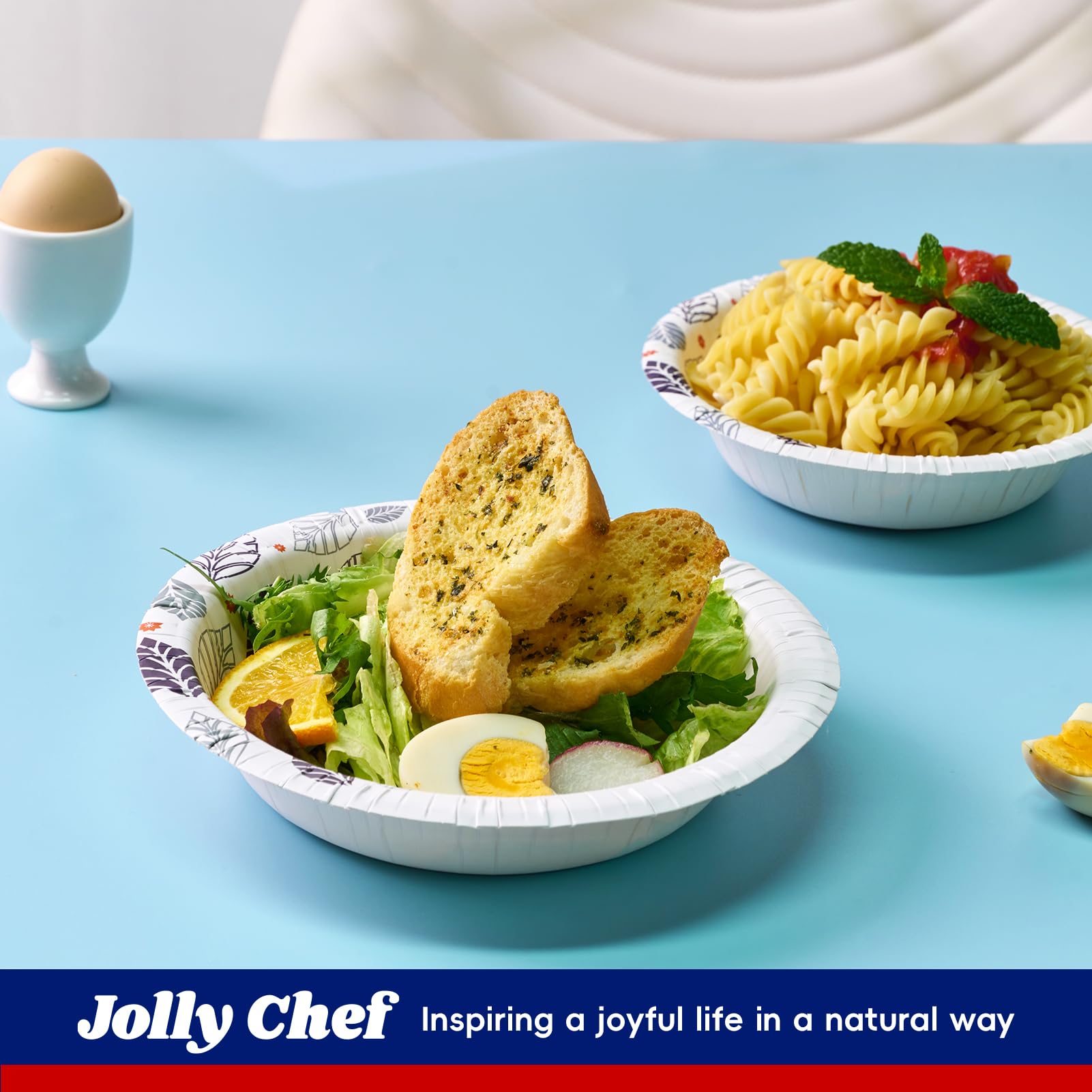 JOLLY CHEF 160-Pack 20oz Disposable Paper Bowls - Leak Proof & Microwave Safe Heavy Duty Leaf Design - Eco-Friendly Party, Picnic, Camping & Takeout Bowls for Dinner, Lunch & Events