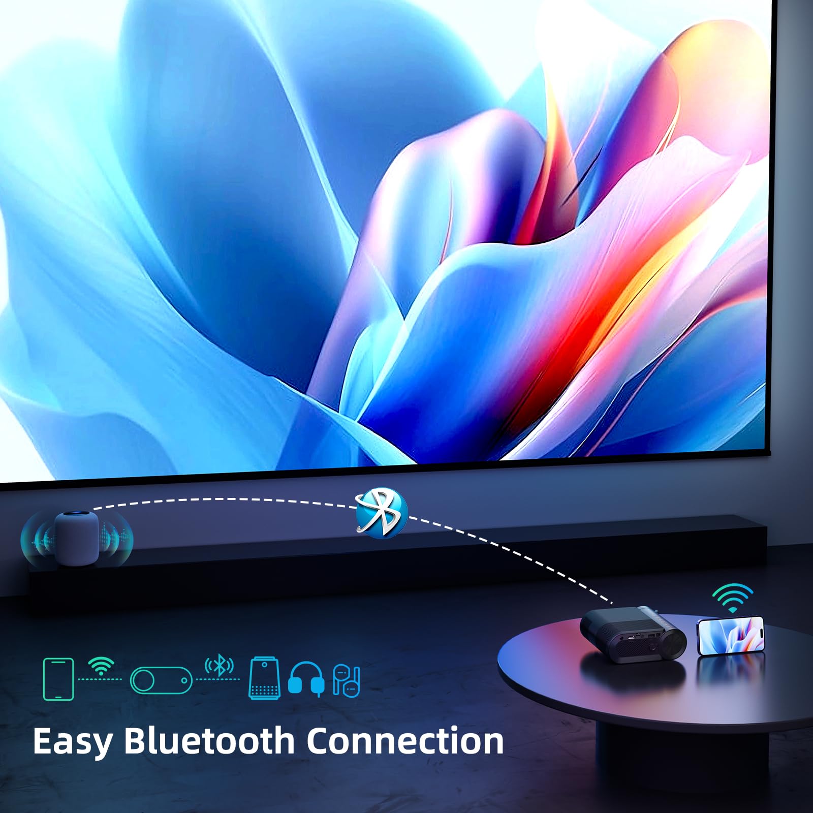 Vamvo 1080P WiFi Portable Projector - 200