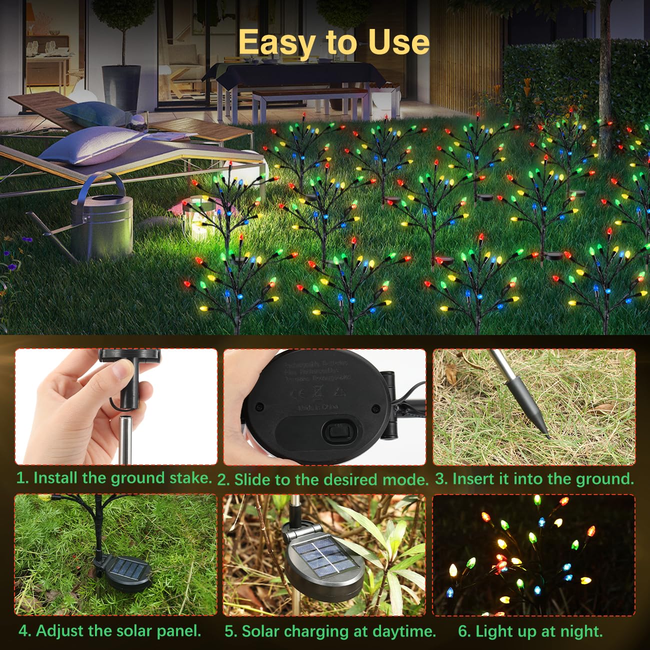 20 LED Solar Strawberry Lights - Waterproof Outdoor Garden Lights for Yard, Patio, Porch, Backyard | Christmas Decor & Party Decoration | Perfect for Weddings, Festivals, and Nighttime Ambiance