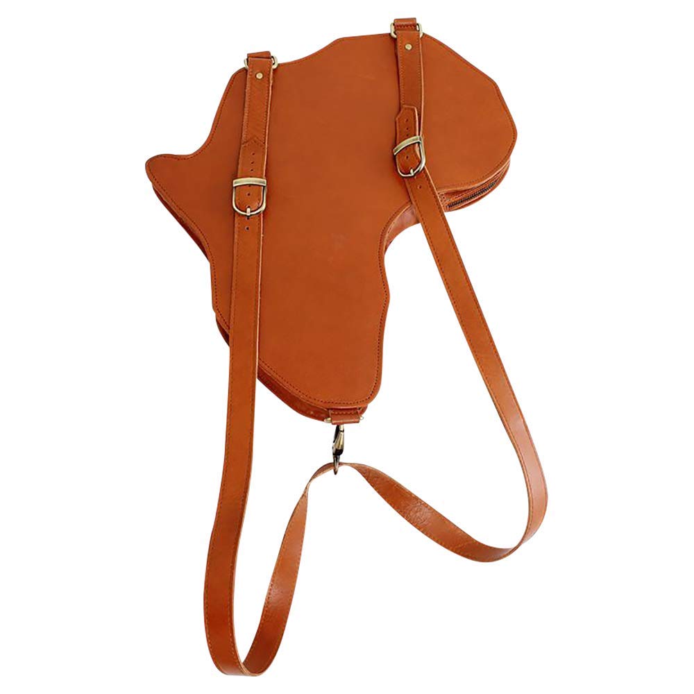 Orijin Culture AFRICA Men's Leather Backpack - Travel Crossbody Bag with Multiple Pockets & Durable Zippers | Brown Medium Size | Perfect for Hiking, Commuting & Adventure Travel