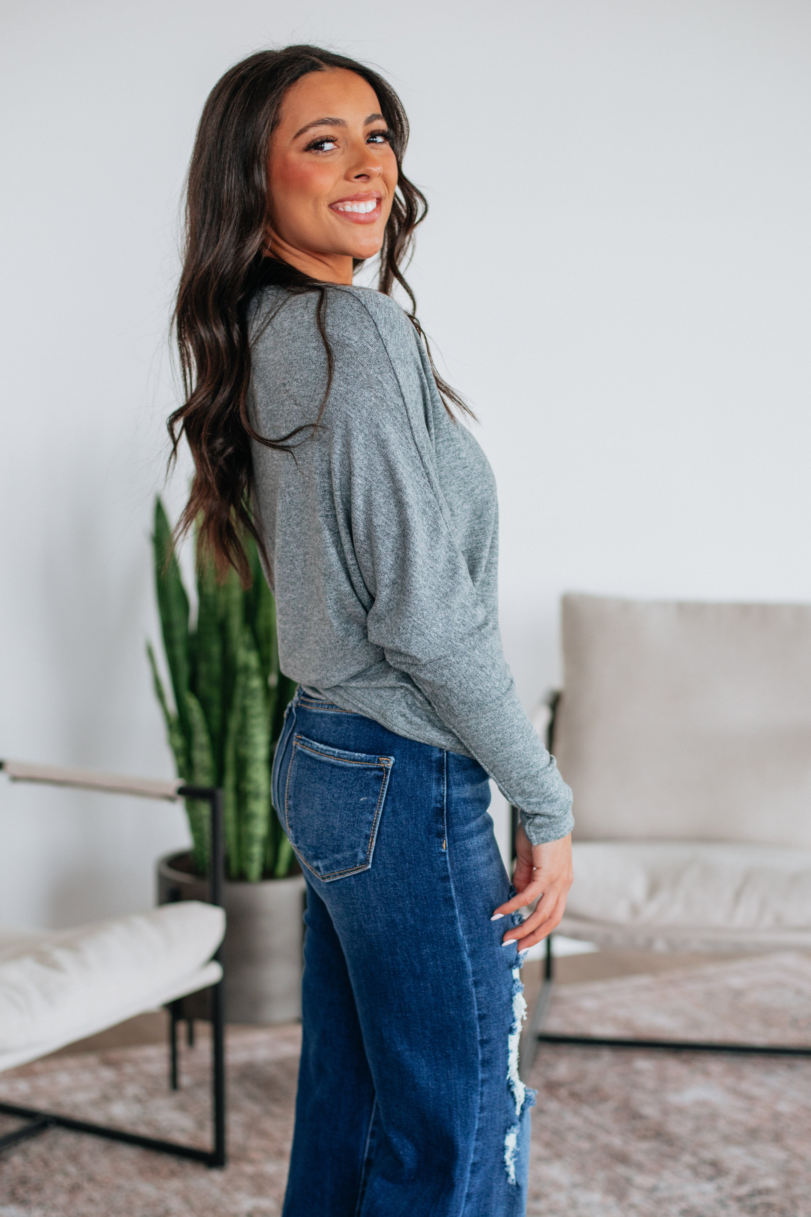Ashby Dolman Top Grey - Stylish Women's Loose Fit T-Shirt for Casual Wear & Everyday Outfits