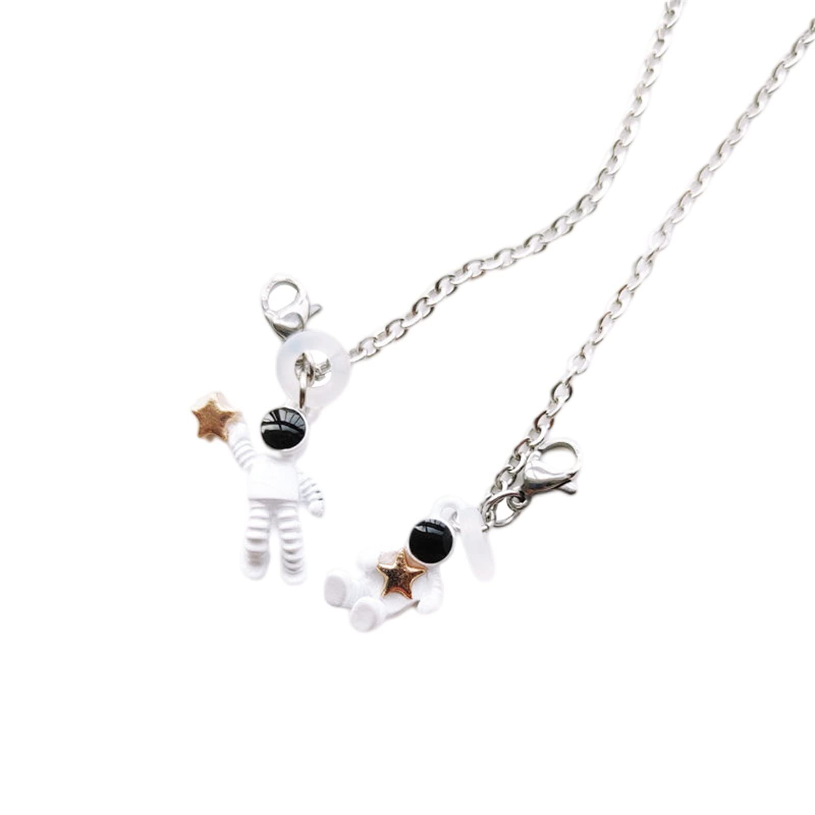 guohanfsh 2Pcs Stylish Women's Necklaces with Anti-Lost Earphone Strap - Non-Slip Plastic Earbud Holder for Running, Workout & Daily Wear | Astronaut-Themed Accessory for iPhone & Android Phones