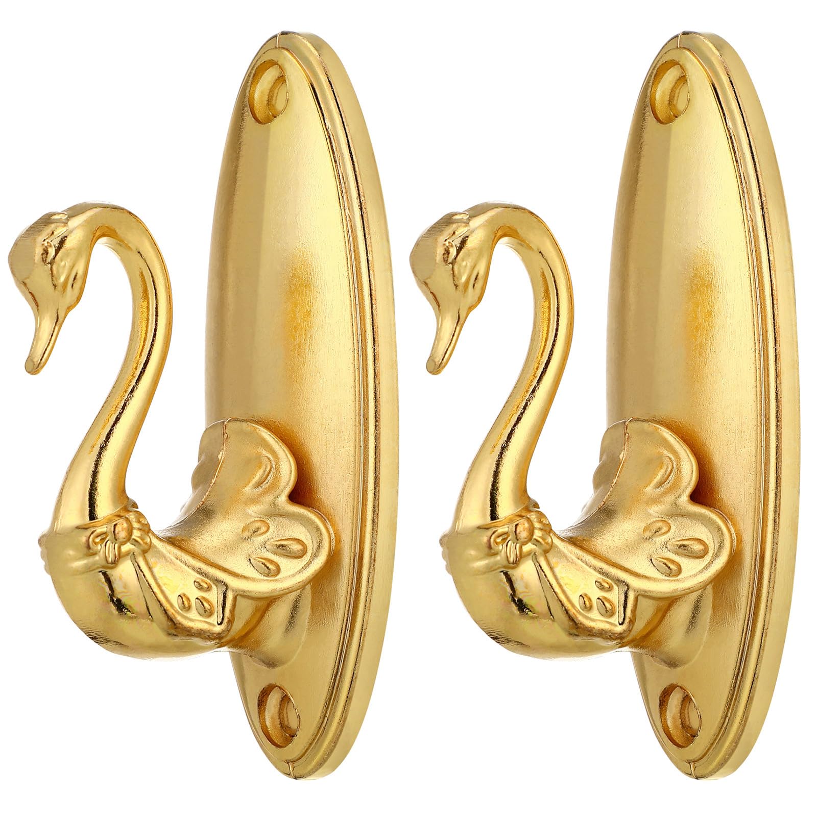 Vintage Swan Style Drapery Tieback Hooks - Pair of Golden Curtain Holdbacks for Elegant Window Decor | Perfect for Living Room, Bedroom & Wedding Decorations