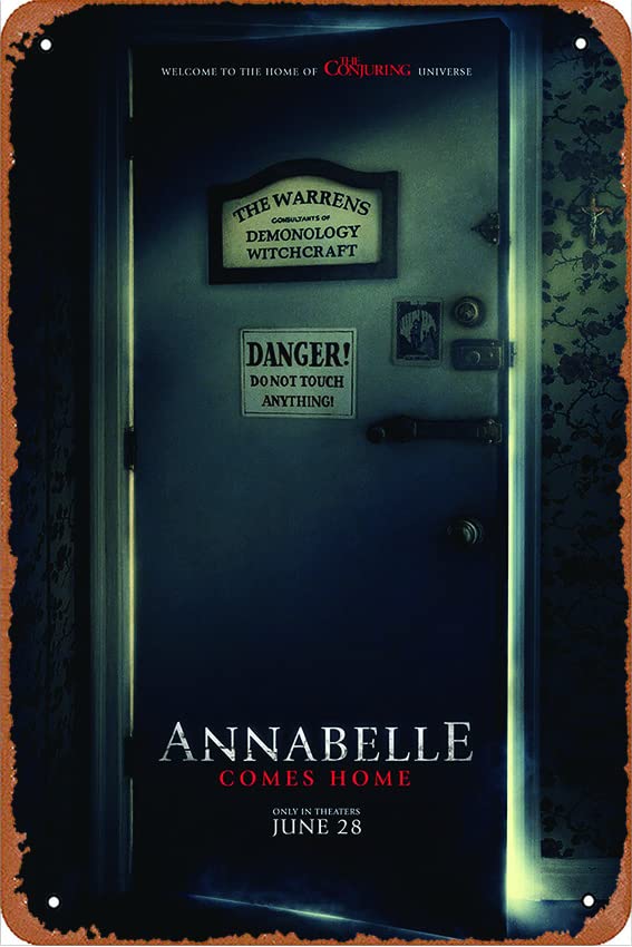 Annabelle Comes Home Vintage Metal Tin Sign - 12x8 Inch Retro Wall Decor for Bars, Coffee Shops & Home - Perfect for Horror Movie Fans & Themed Rooms