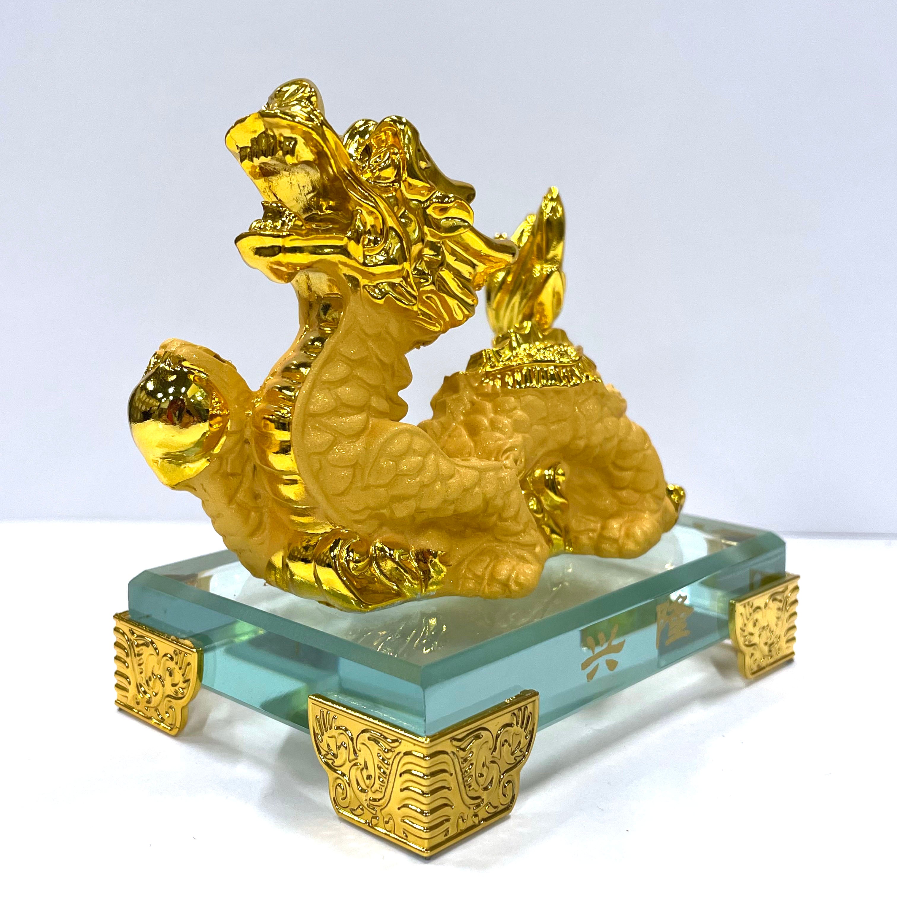 Chinese New Year Zodiac Glass Figurine - Year of the Dragon Collectible Art Piece for Home Decor, Gift & Feng Shui Display
