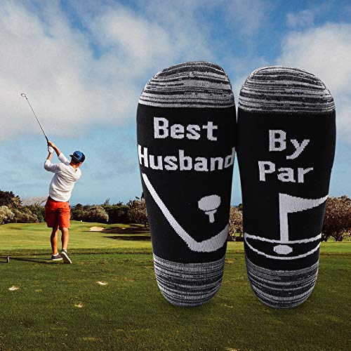 LEVLO Golf Socks for Men - Comfortable Cotton Socks with Funny Golf Puns - Perfect Gift for Husband & Golf Lovers - Ideal for Golfing, Casual Wear & Special Occasions