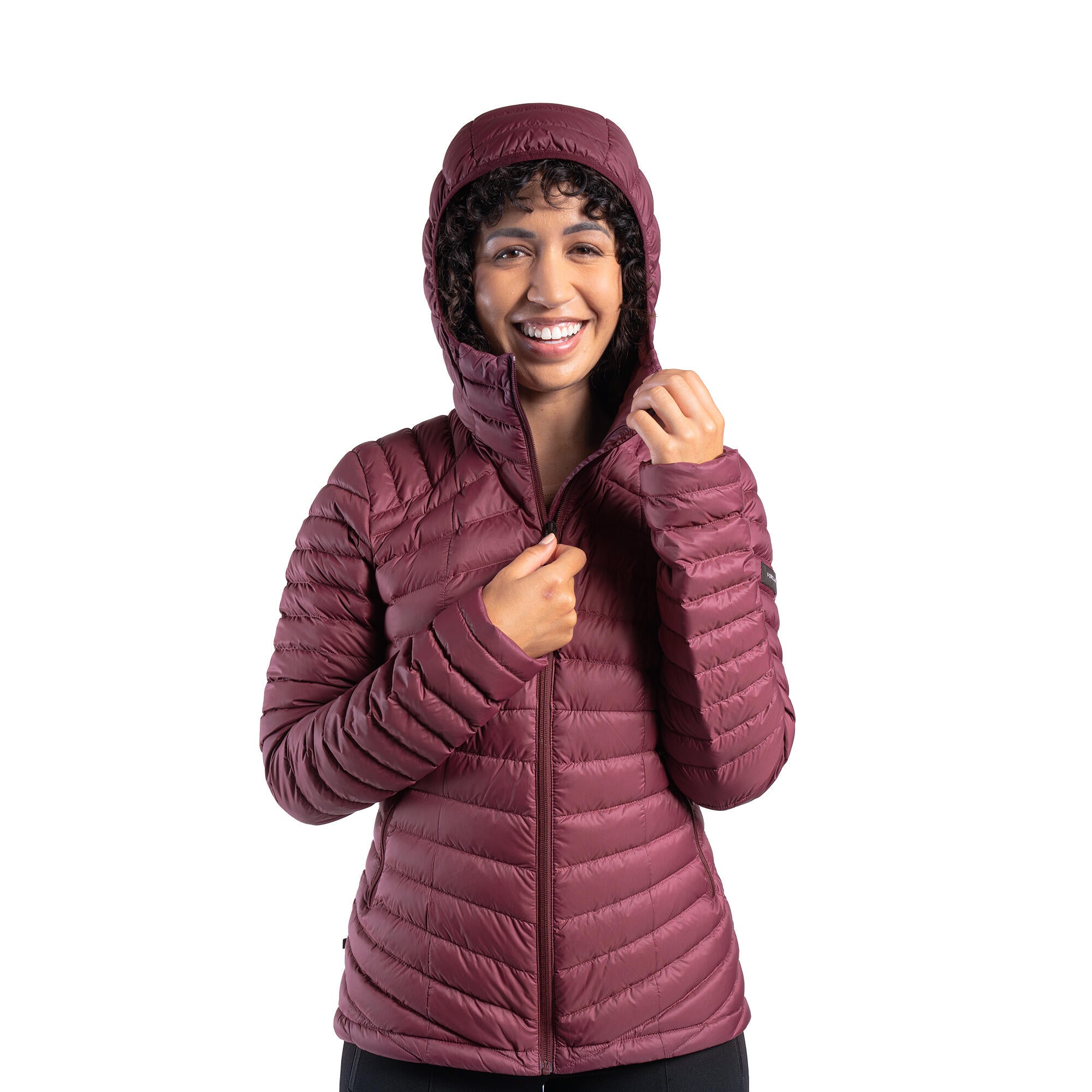 Forclaz Women's MT100 Hooded Down Puffer Jacket - Lightweight Winter Coat for Hiking, Travel & Outdoor Activities | Waterproof Insulated Jacket for Cold Weather