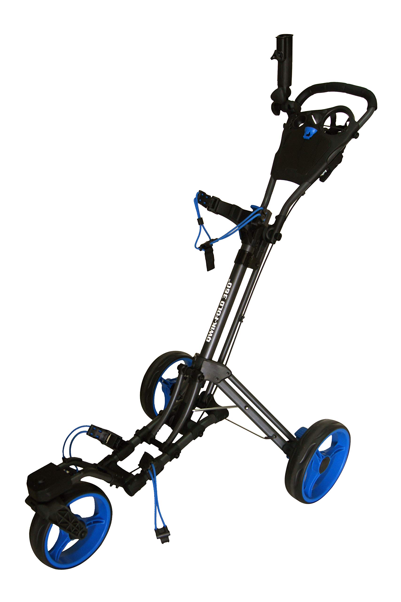 **3 Wheel Golf Push Cart with 360° Rotating Front Wheel - Lightweight Folding Golf Pull Cart with One-Second Open/Close, Foot Brake, Umbrella Holder, Cup Holder & Storage - Perfect for Golfers on the Go**