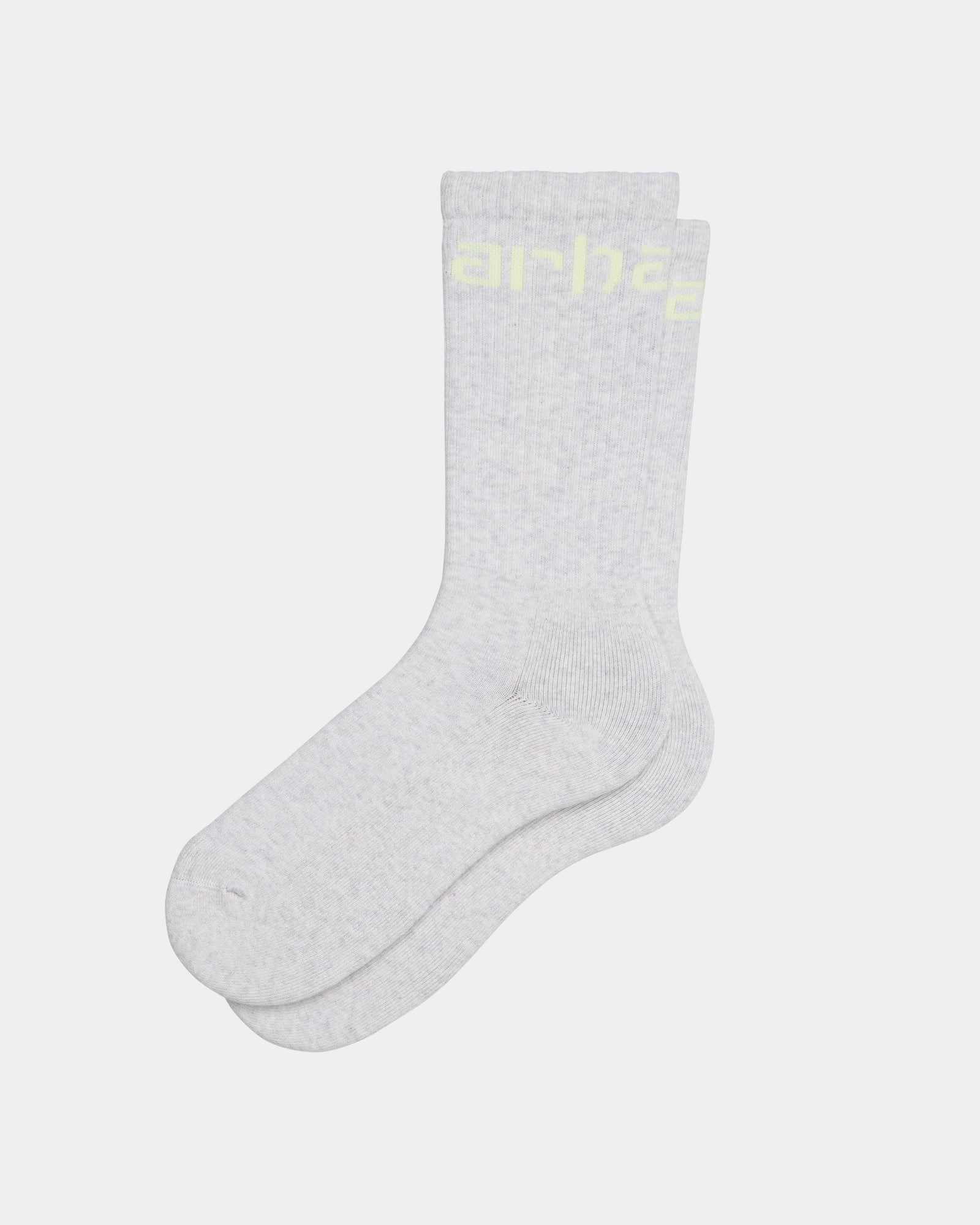 Carhartt Men's Work Socks - Durable Cotton Blend Crew Socks for Construction & Outdoor Work (Ash Heather/Air Green) - Ideal for Job Sites, Hiking & Everyday Wear