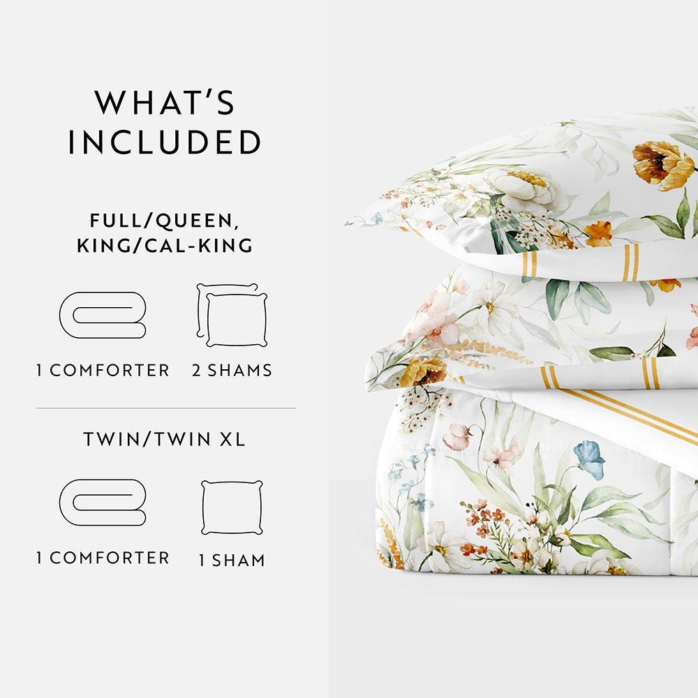 Chintz Floral Reversible Down Alternative Comforter Set - Soft Hypoallergenic Bedding for All Seasons | Perfect for Master Bedroom, Guest Room & Dorm Decor