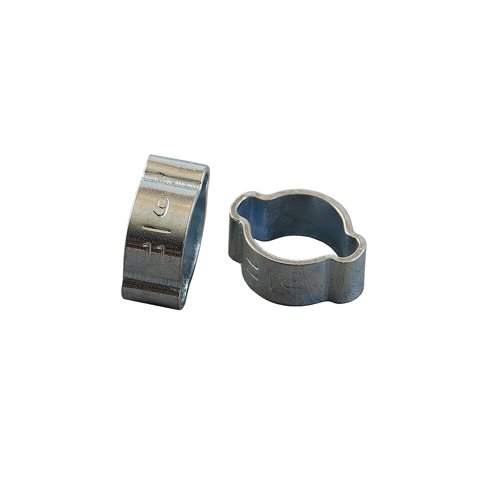 Primefit OHC Zinc-Plated Steel Double Ear Hose Clamps - Heavy Duty Corrosion Resistant Clamps for Plumbing, Automotive & Industrial Use (9mm-11mm, Pack of 100) - Perfect for Water Hoses, Fuel Lines & Air Ducts