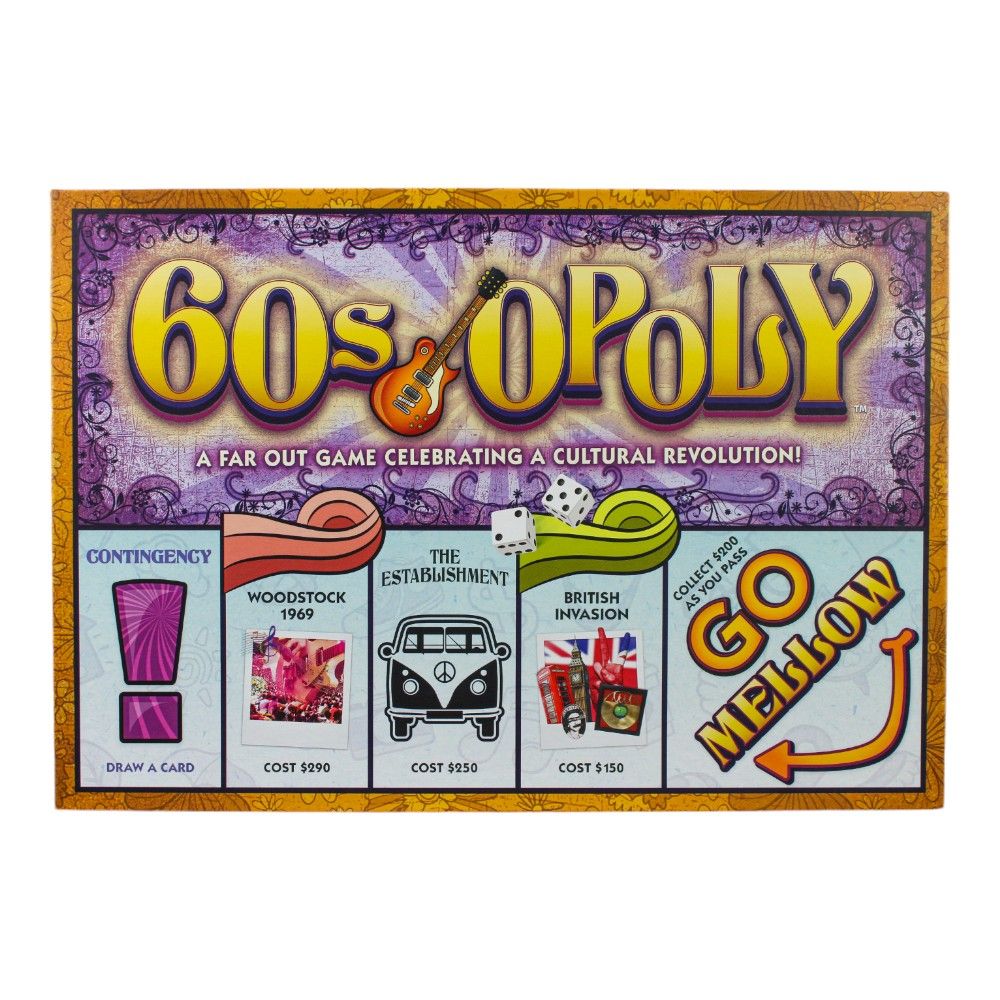60s Opoly Vintage Board Game - Fun Family & Friends Party Game for Adults & Kids - Perfect for Game Nights, Retro Themed Parties & Nostalgic Entertainment