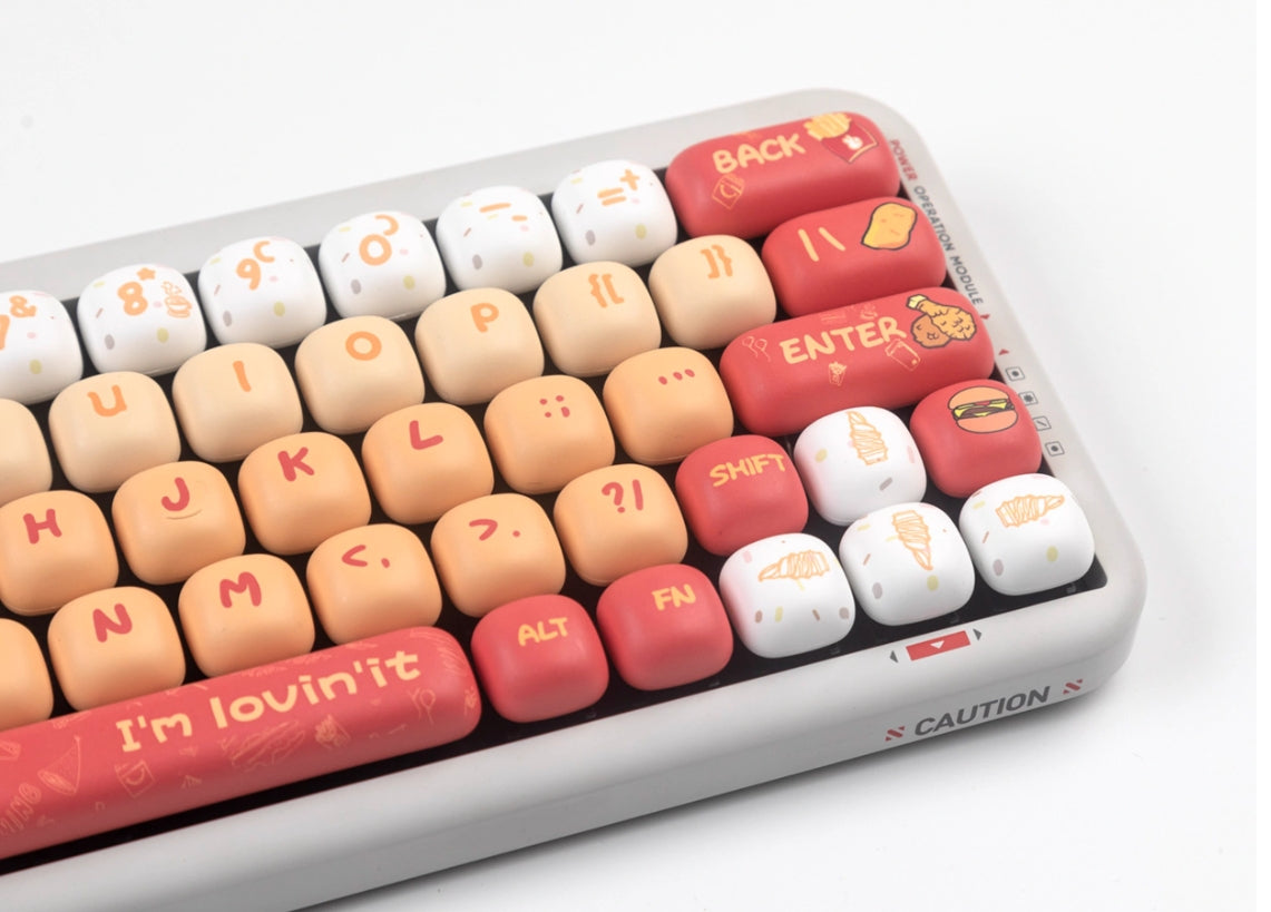 McDonald's Burger Themed Keycaps - Cute Round Height MOG Keycap Set for Mechanical Keyboards - Perfect for Gaming, Typing & Custom Keyboard Builds