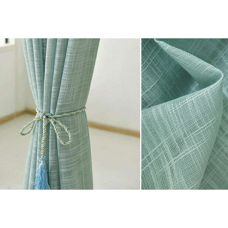 Remy Linen Semi Sheer Curtains - Light Sea Green Window Drapes for Living Room, Bedroom & Nursery | Soft Filtered Light & Privacy | Eco-Friendly Linen Fabric