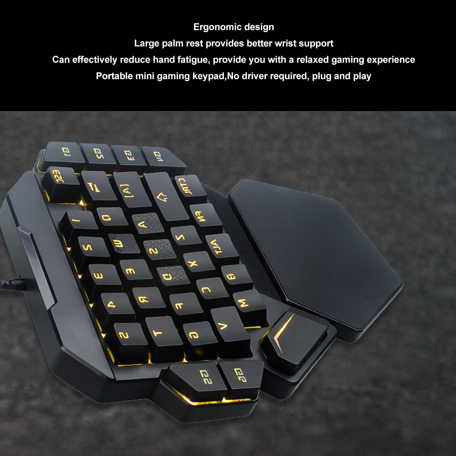 GOWENIC One-Handed RGB Gaming Keyboard - 35 Keys with Wrist Rest for PC Gamers