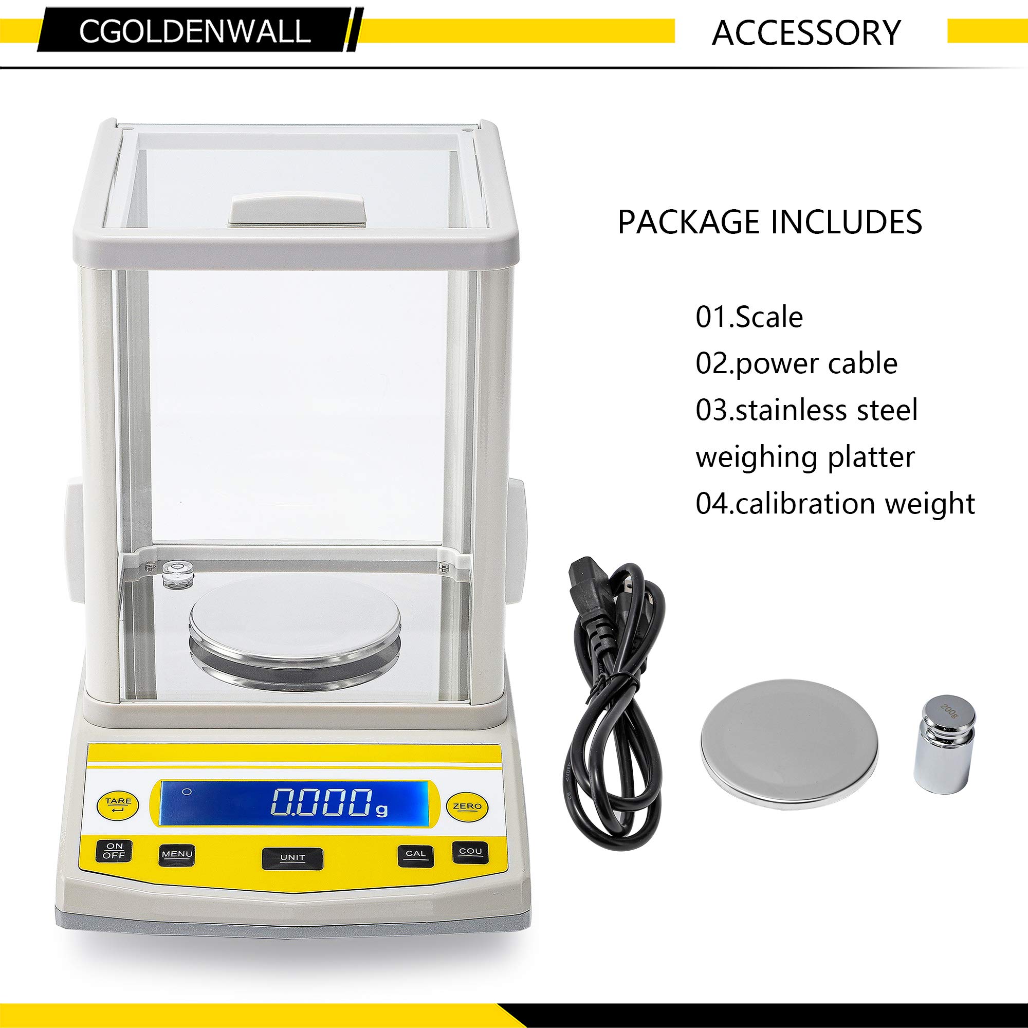 CGOLDENWALL 100g x 0.001g High Precision Digital Analytical Balance - Laboratory Electronic Scale for Pharmacy, Jewelry & Science Experiments | Accurate Weighing for Chemicals, Powders & Small Items